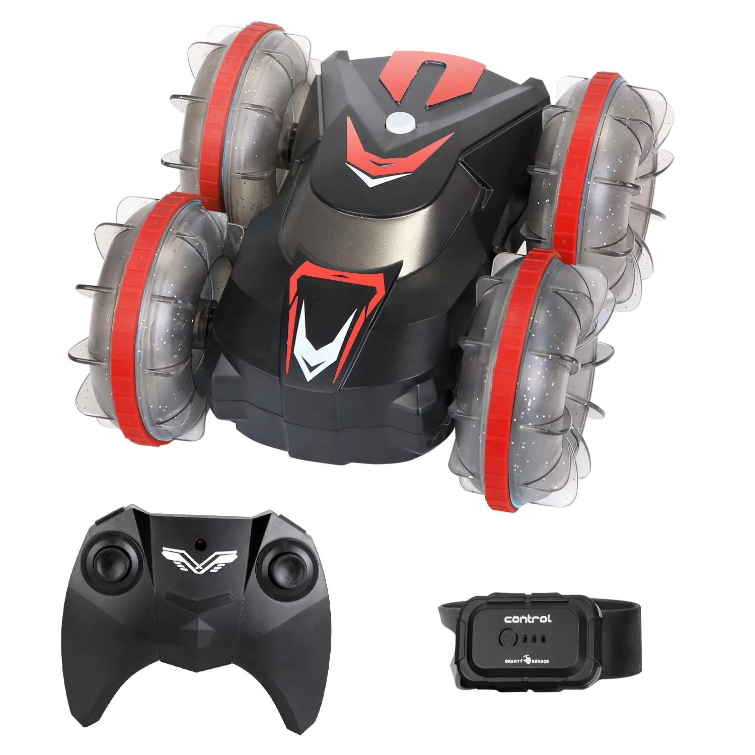 2 In 1 Amphibious RC Car Waterproof Stunt Car with Wrist Controller 4WD 360° Rotating Gesture Car with RGB Lights for Kids Aged 6+ Years Old Double-si - Image 4