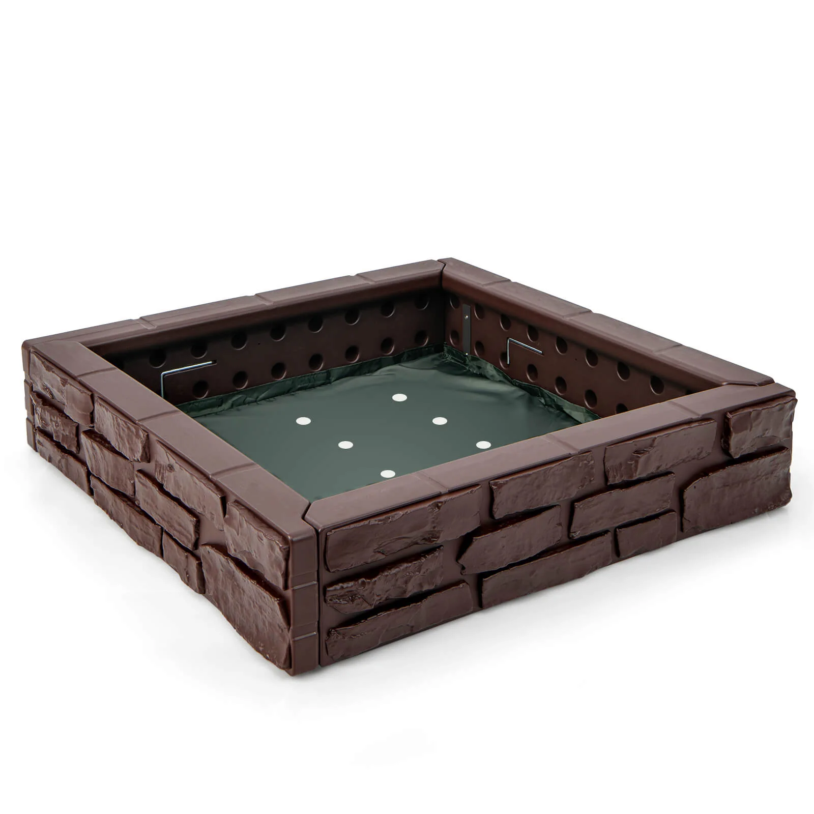 2-In-1 HDPE Kids Sandbox with Cover and Bottom Liner-Brown - Image 3