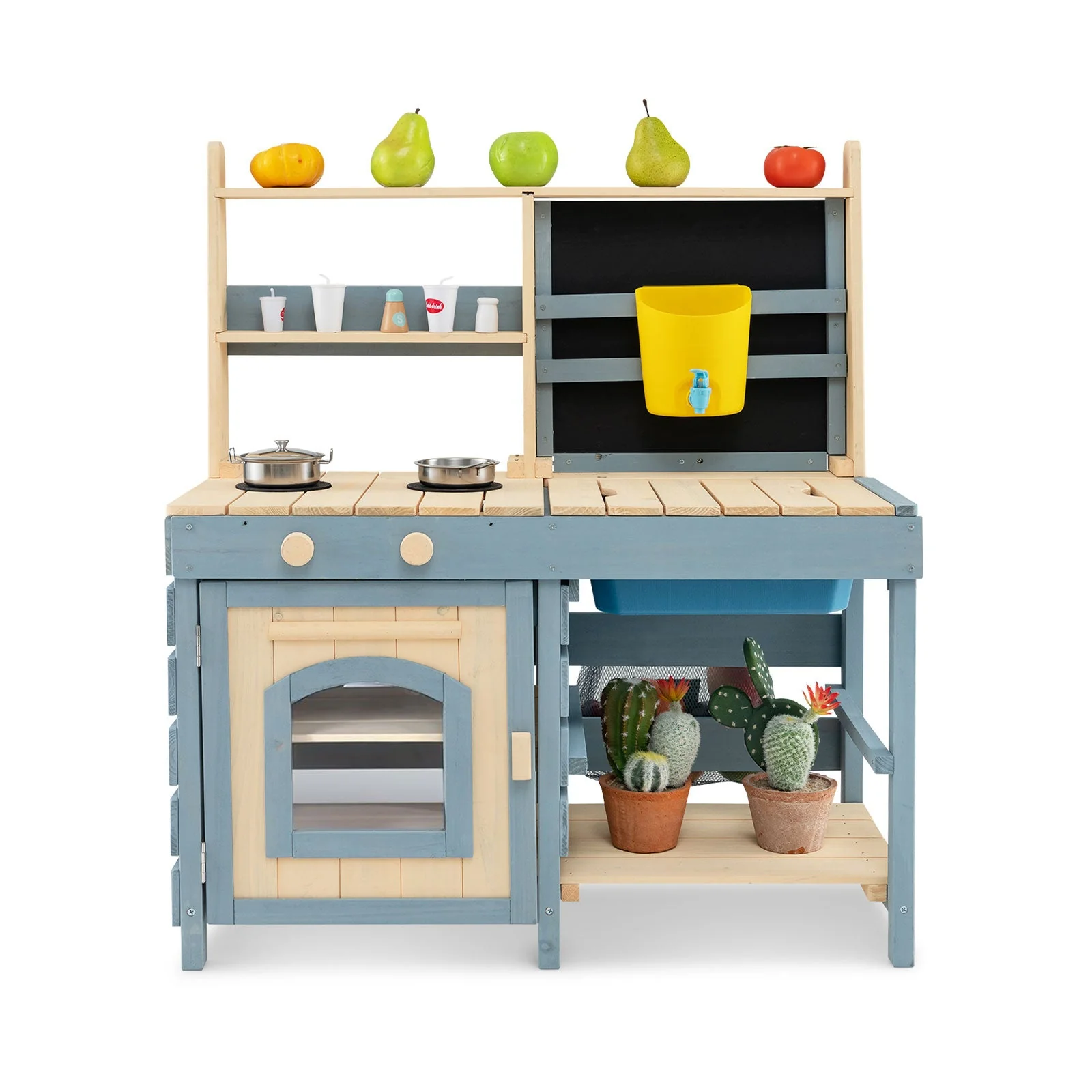 2-In-1 Outdoor Mud Kitchen with Faucet and Extra Chalkboard - Image 3
