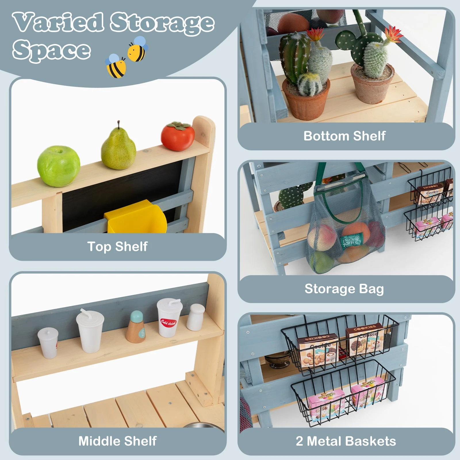 2-In-1 Outdoor Mud Kitchen with Faucet and Extra Chalkboard - Image 8