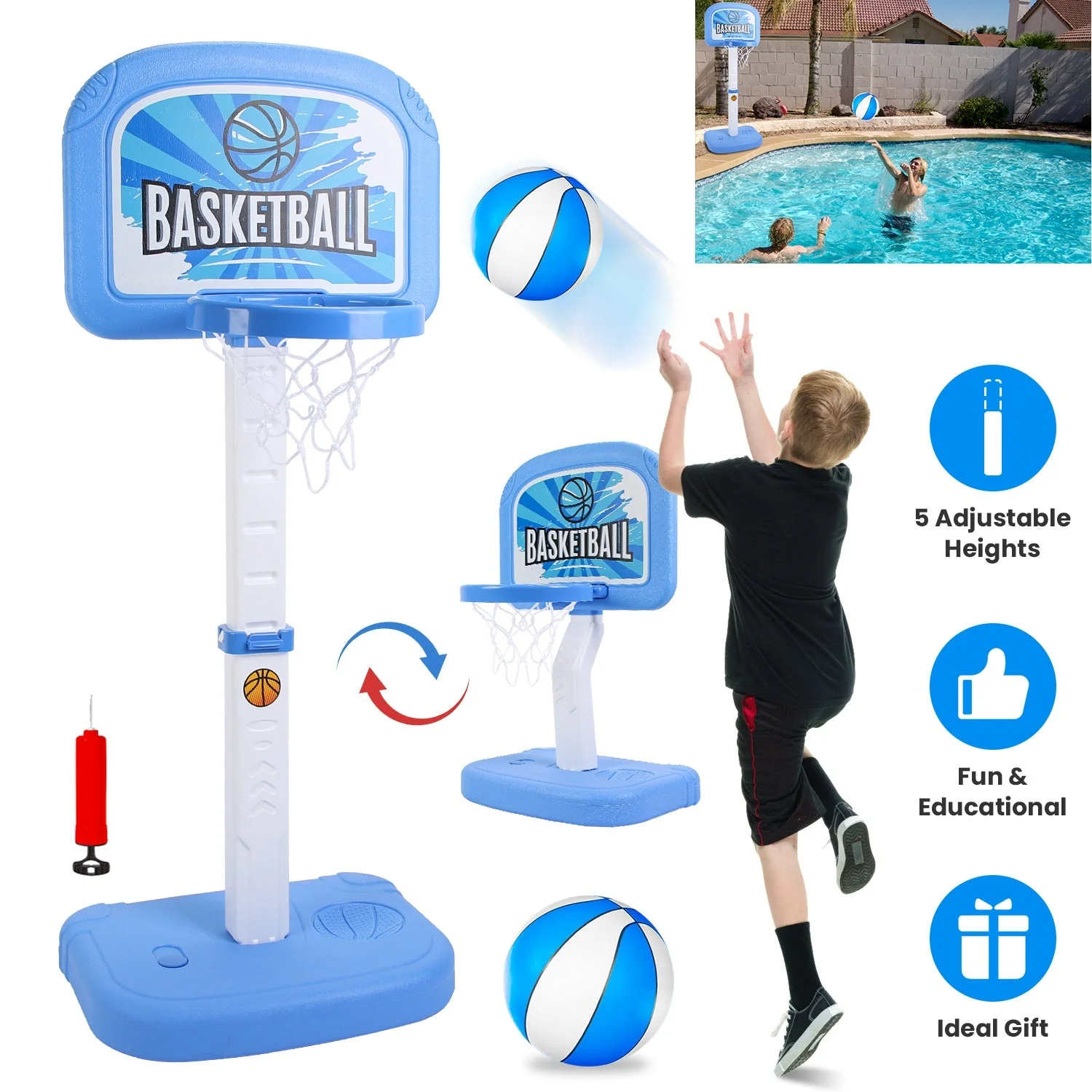 2 In 1 Poolside Basketball Game Set - Image 2