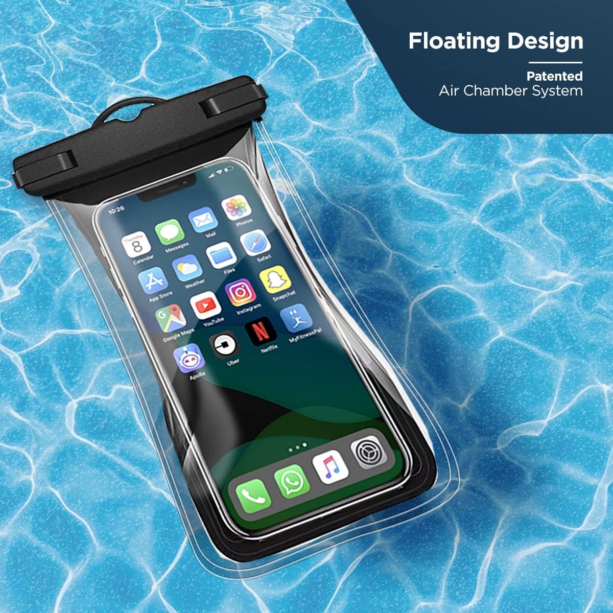 2-Pack Floatable Water Proof iPhone Phone Pouch (Patented Air Chamber) Floating Waterproof Dry Bag - Summer Accessories for Beach, Boating (fits iPhone 13, 14 Pro Max and Samsung s22, s23 Ultra) - Image 2