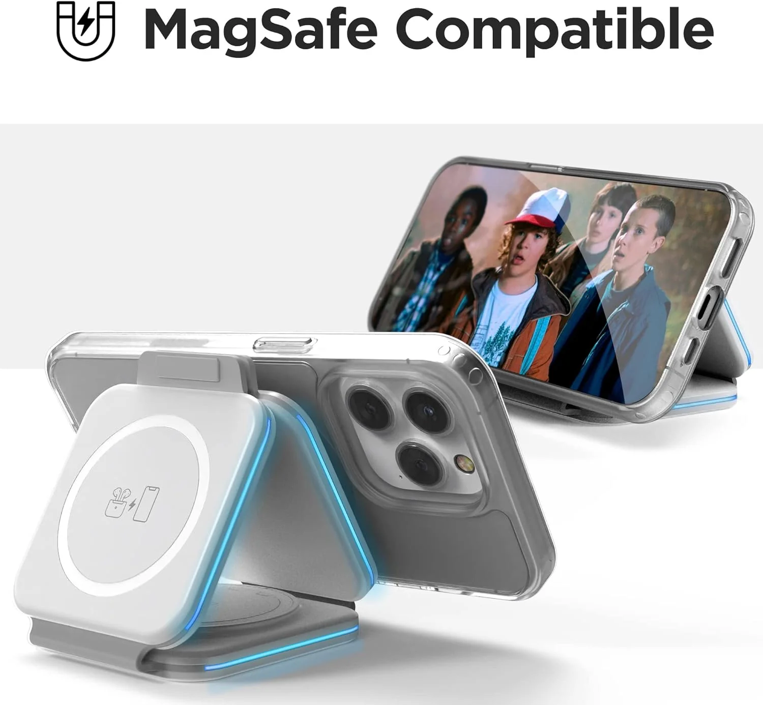 (2 Pack Set) Travel 3 in 1 Charging Station for Multiple Devices Apple Compatible Folding Magnetic Charger for AirPods, Apple Watch and iPhone (Compatible with MagSafe) - Image 3