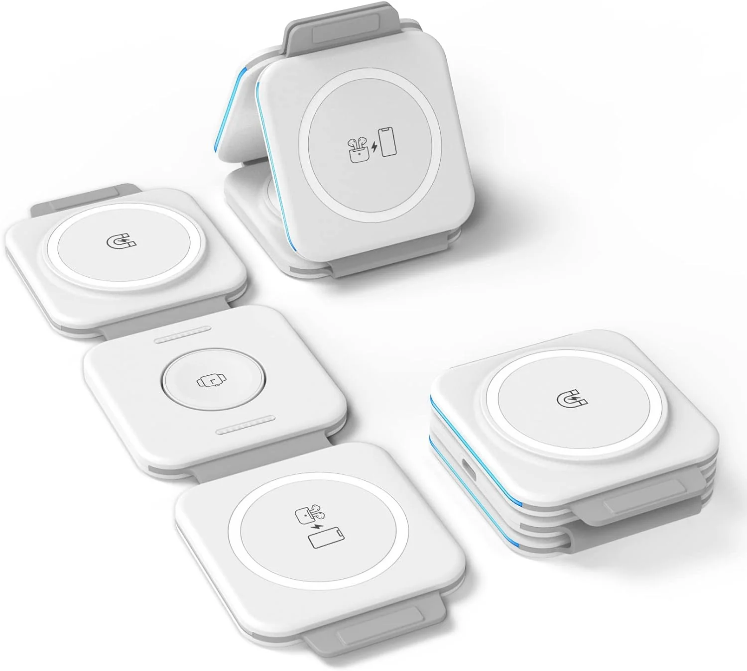 (2 Pack Set) Travel 3 in 1 Charging Station for Multiple Devices Apple Compatible Folding Magnetic Charger for AirPods, Apple Watch and iPhone (Compatible with MagSafe) - Image 8