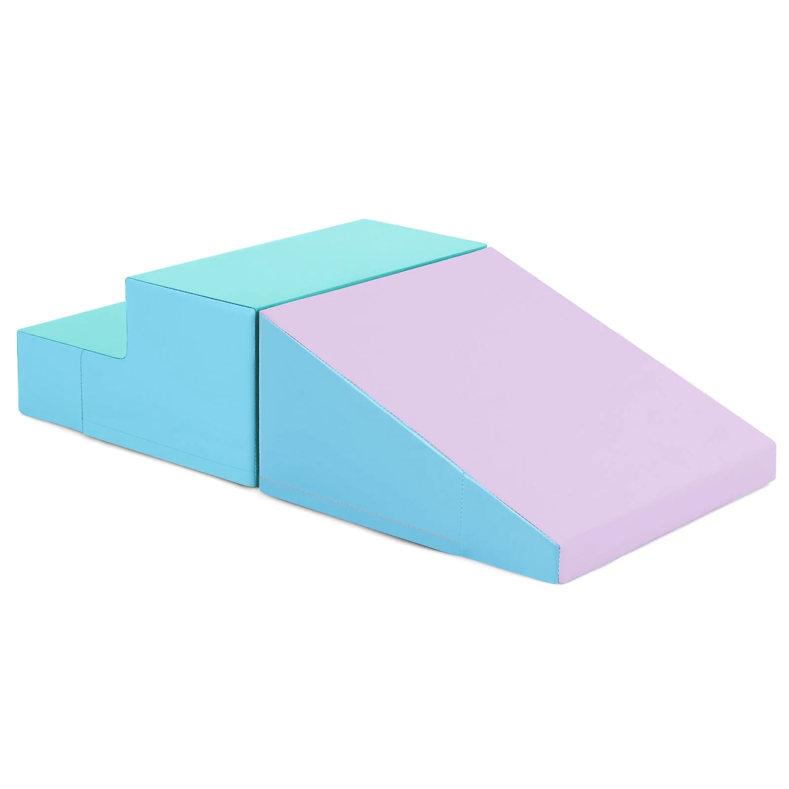 2-Piece Step and Slide Climber for Infants and Toddlers Baby Soft Play Set Foam Blocks-Blue - Image 6