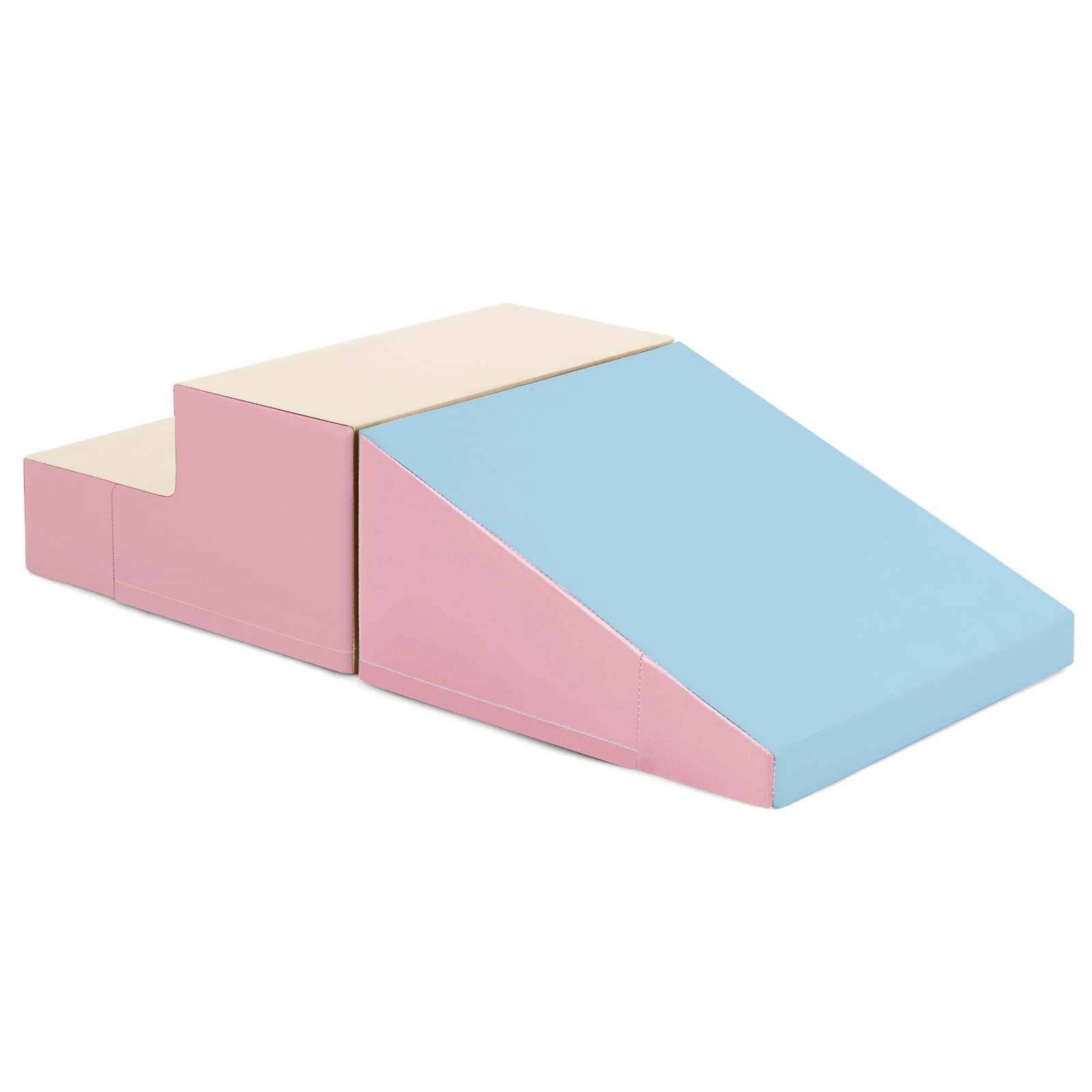 2-Piece Step and Slide Climber for Infants and Toddlers Baby Soft Play Set Foam Blocks-Pink & Blue - Image 6