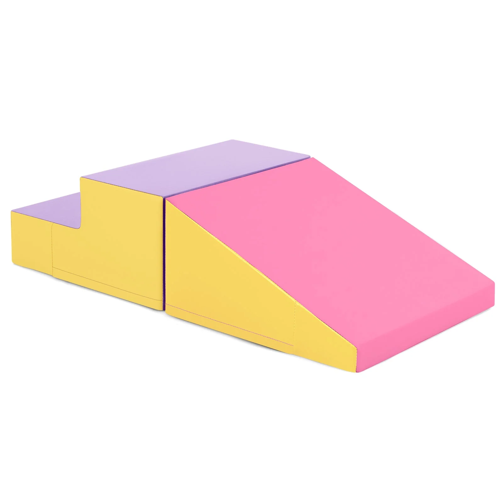 2-Piece Step and Slide Climber for Infants and Toddlers Baby Soft Play Set Foam Blocks-Yellow - Image 6