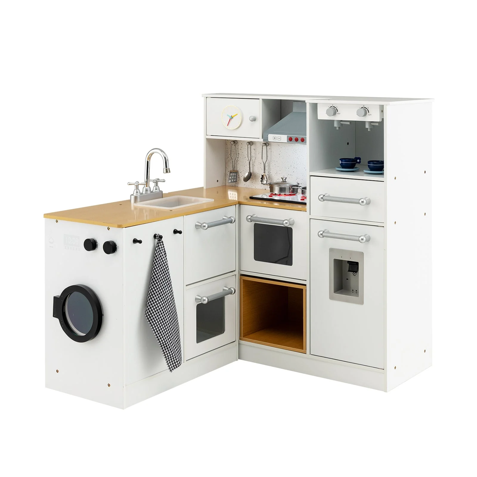 2-Pieces Wooden Kids Kitchen Playset with Light and Sound - Image 3