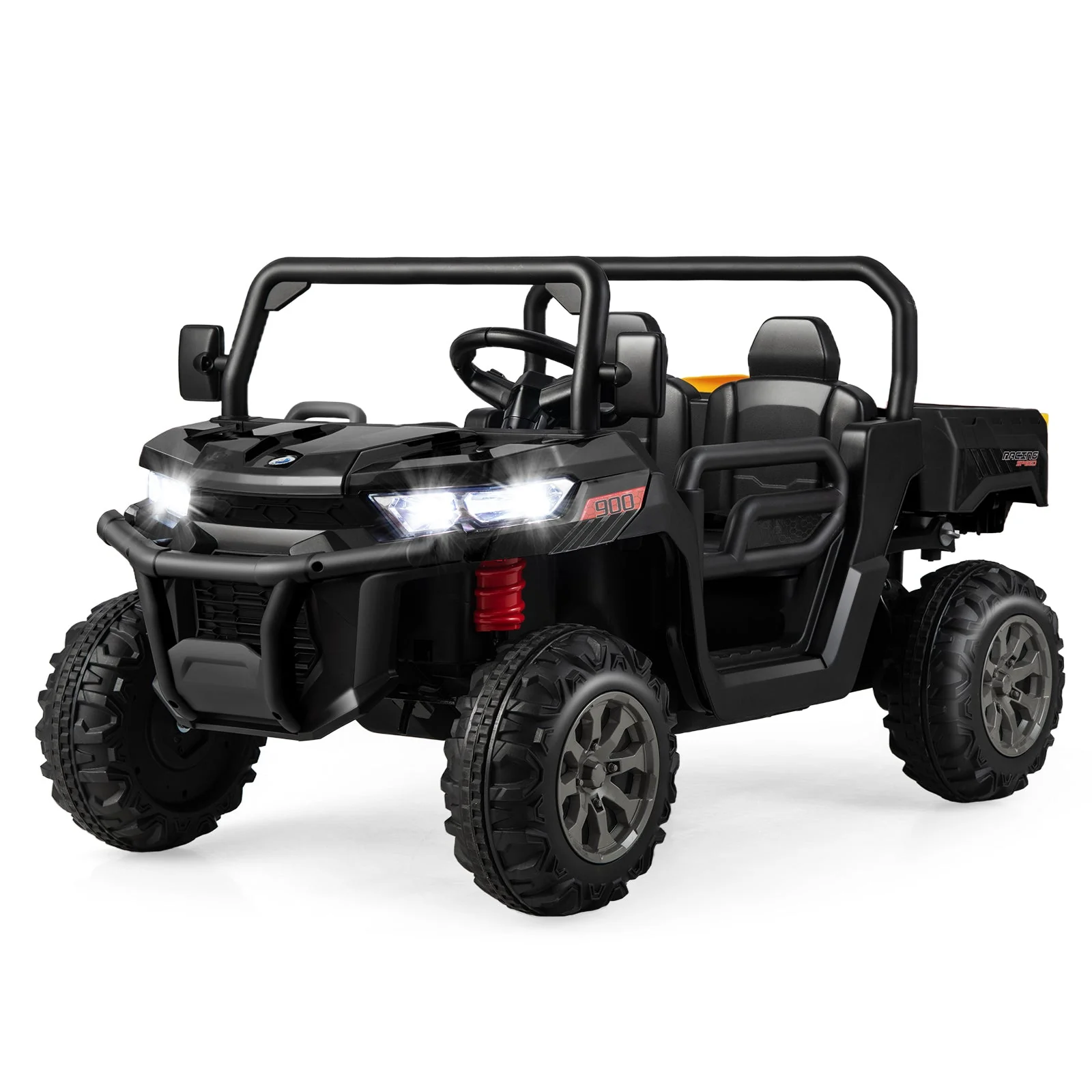 2-Seater Kids Ride On Dump Truck with Dump Bed and Shovel-Black - Image 3