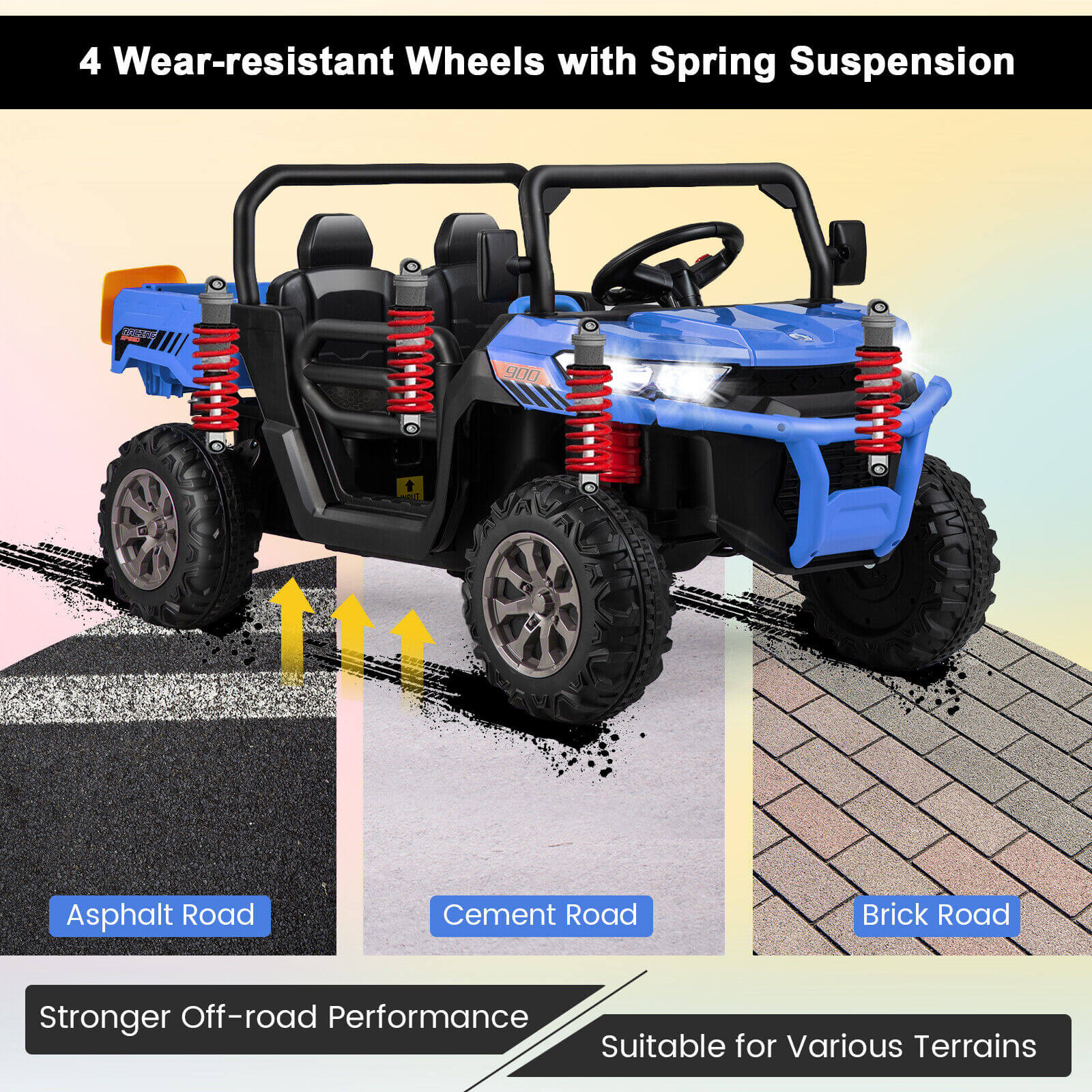 2-Seater Kids Ride On Dump Truck with Dump Bed and Shovel-Blue - Image 7