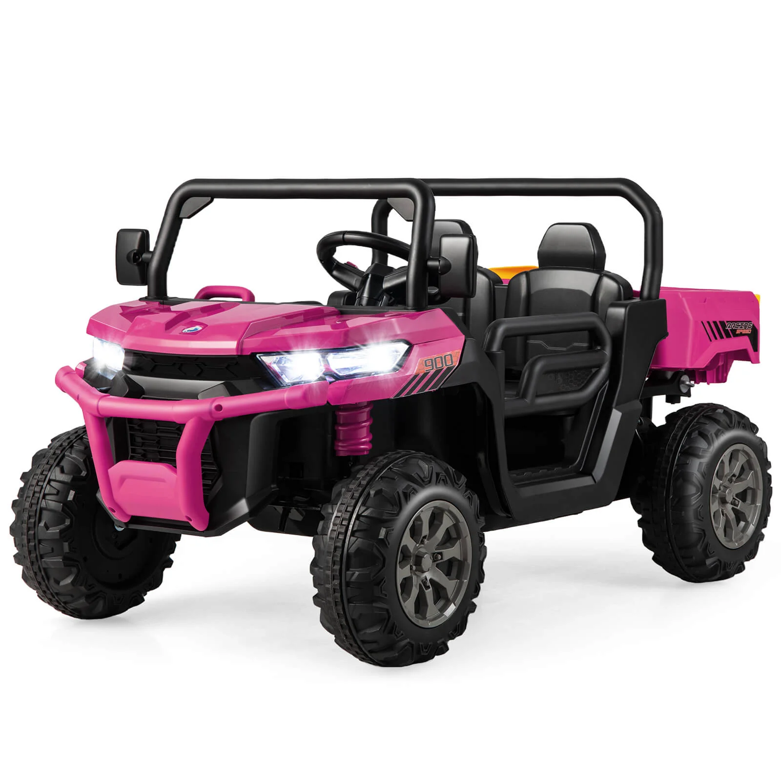 2-Seater Kids Ride On Dump Truck with Dump Bed and Shovel-Pink - Image 4