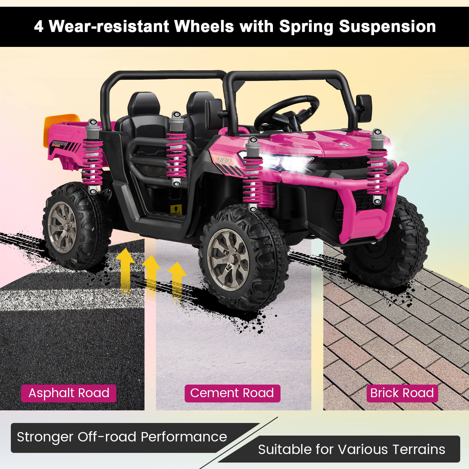 2-Seater Kids Ride On Dump Truck with Dump Bed and Shovel-Pink - Image 8
