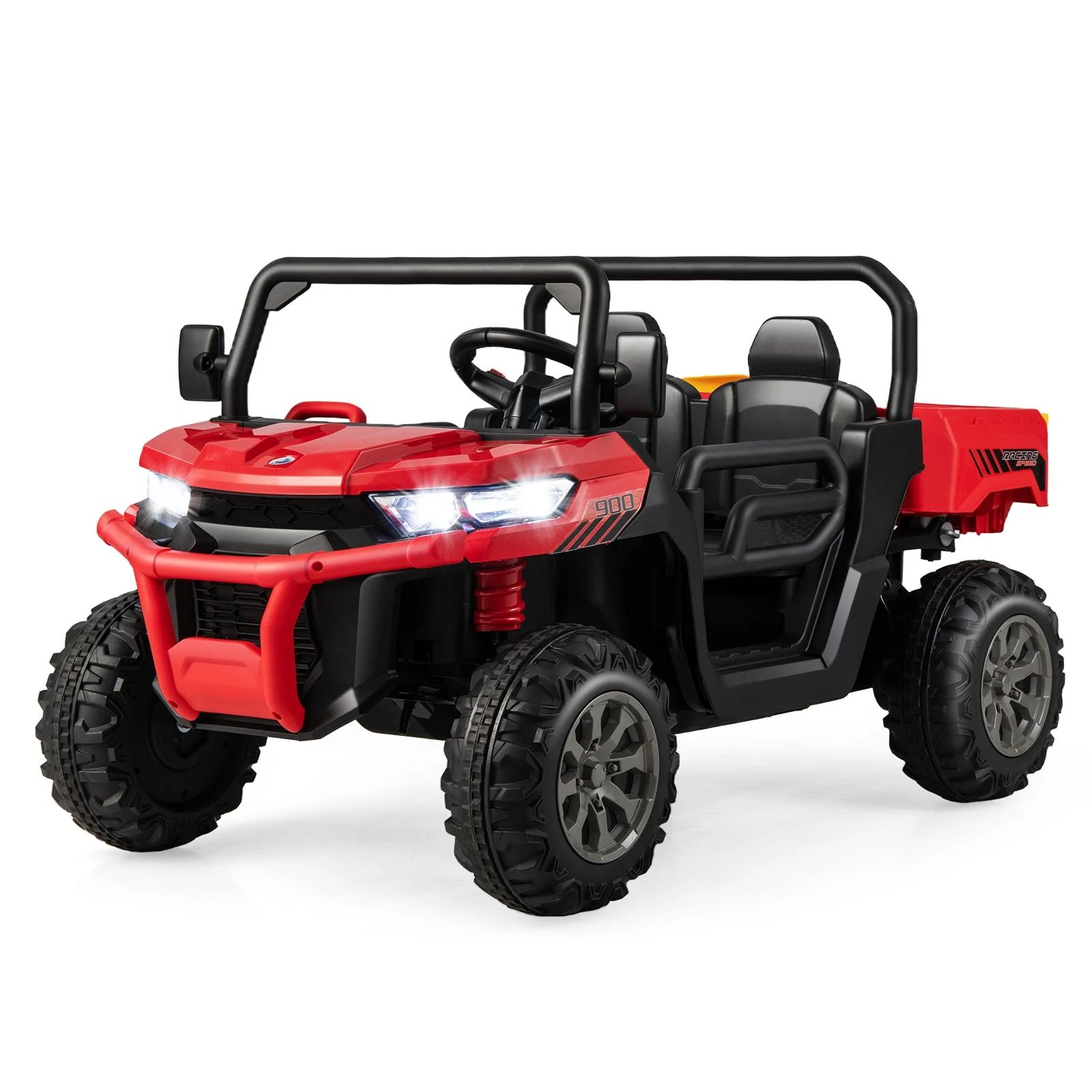 2-Seater Kids Ride On Dump Truck with Dump Bed and Shovel-Red - Image 4