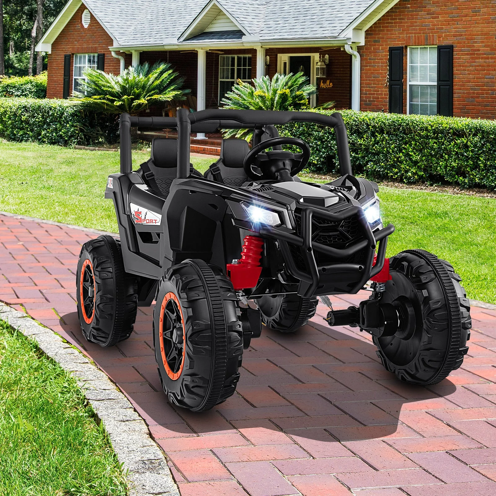 2-Seater Kids Ride on UTV with 2.4G Remote Control for over 3 Years Old Children-Black - Image 2