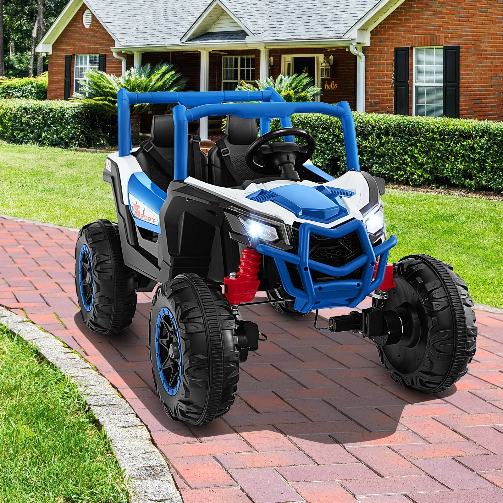 2-Seater Kids Ride on UTV with 2.4G Remote Control for over 3 Years Old Children-Navy - Image 2