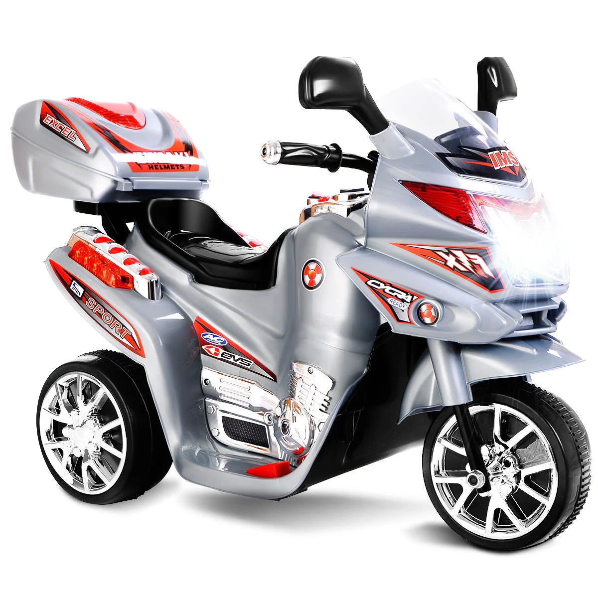 20-day Presell 3 Wheel Kids Ride On Motorcycle 6V Battery Powered Electric Toy Power Bicyle New-Gray - Image 4