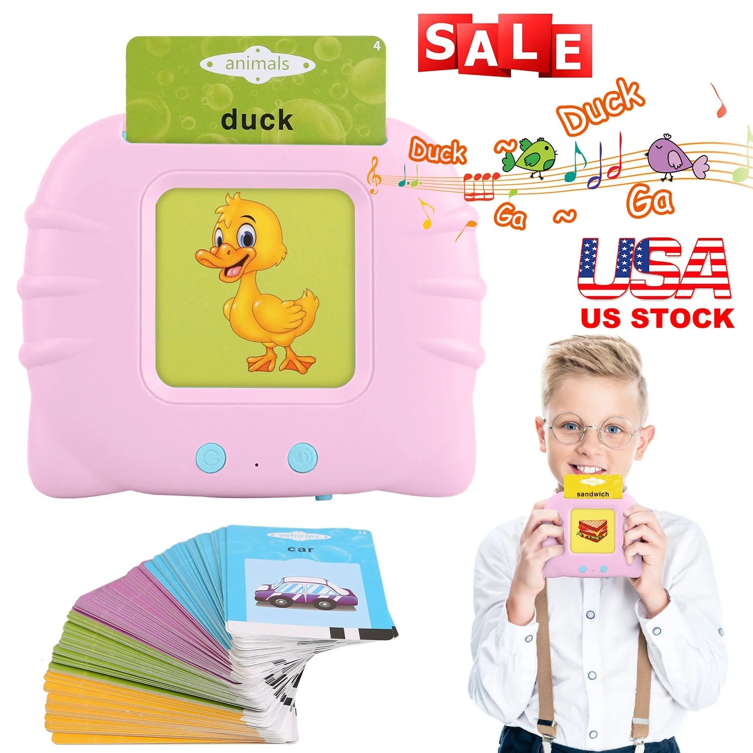 224 Words Kid Flash Talking Cards 112 Card Electronic Cognitive Audio Toddler Reading Machine Animal Shape Color Repeated Learning Cards English For C - Image 3