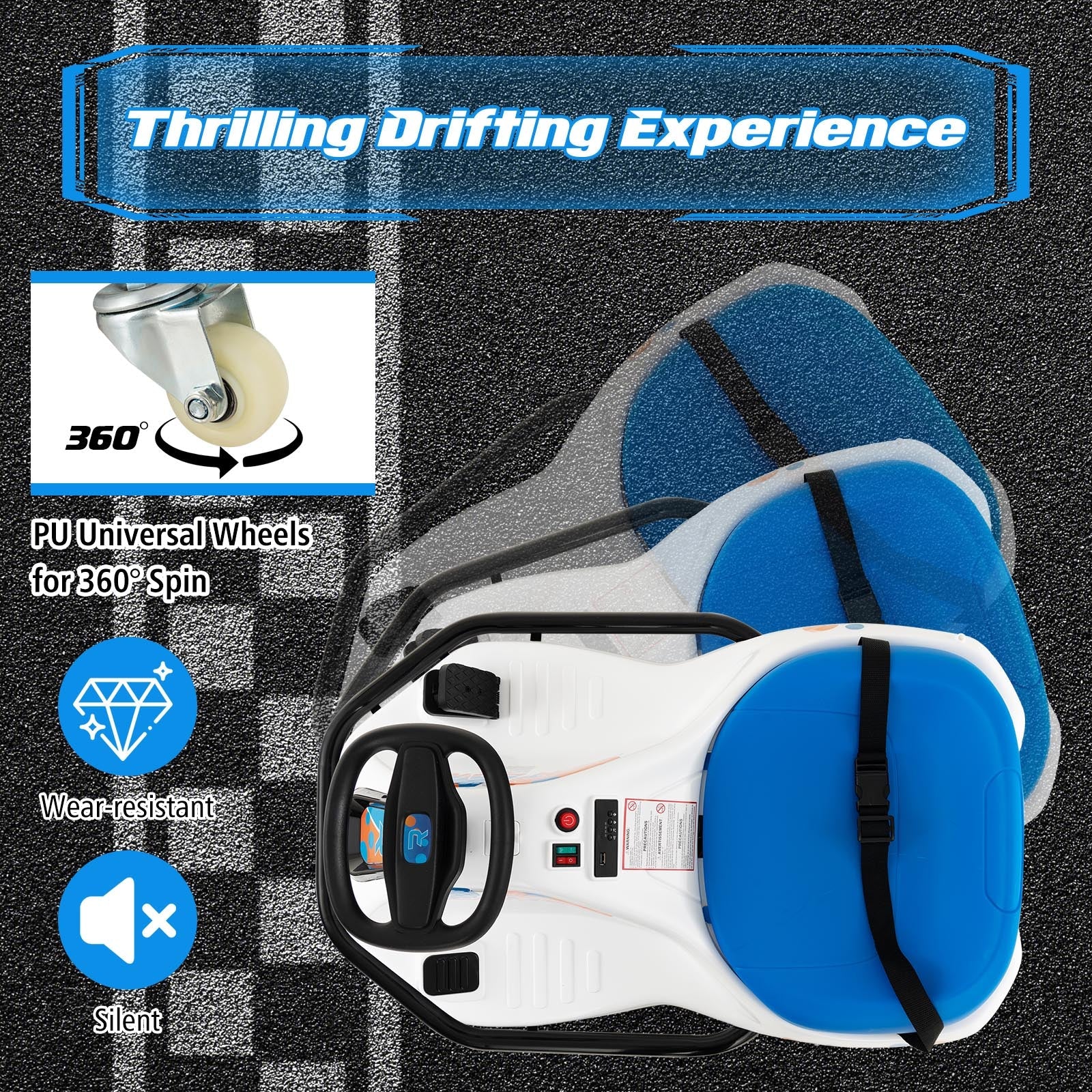 24V Electric Drifting Go Kart for Kids with 360° Spin Wireless Connection-Navy - Image 6