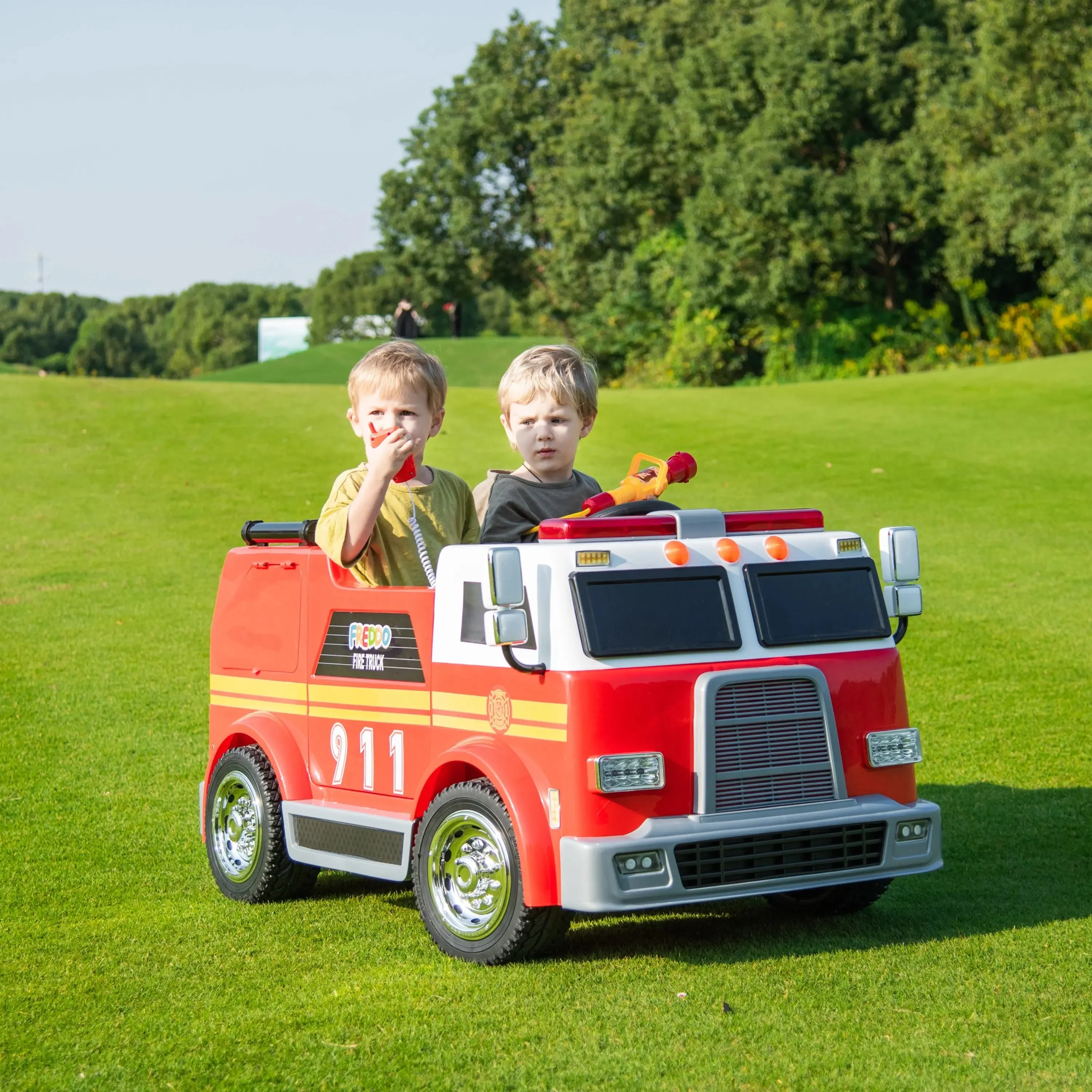 24V Freddo Fire Truck 2-Seater Ride on - Image 2