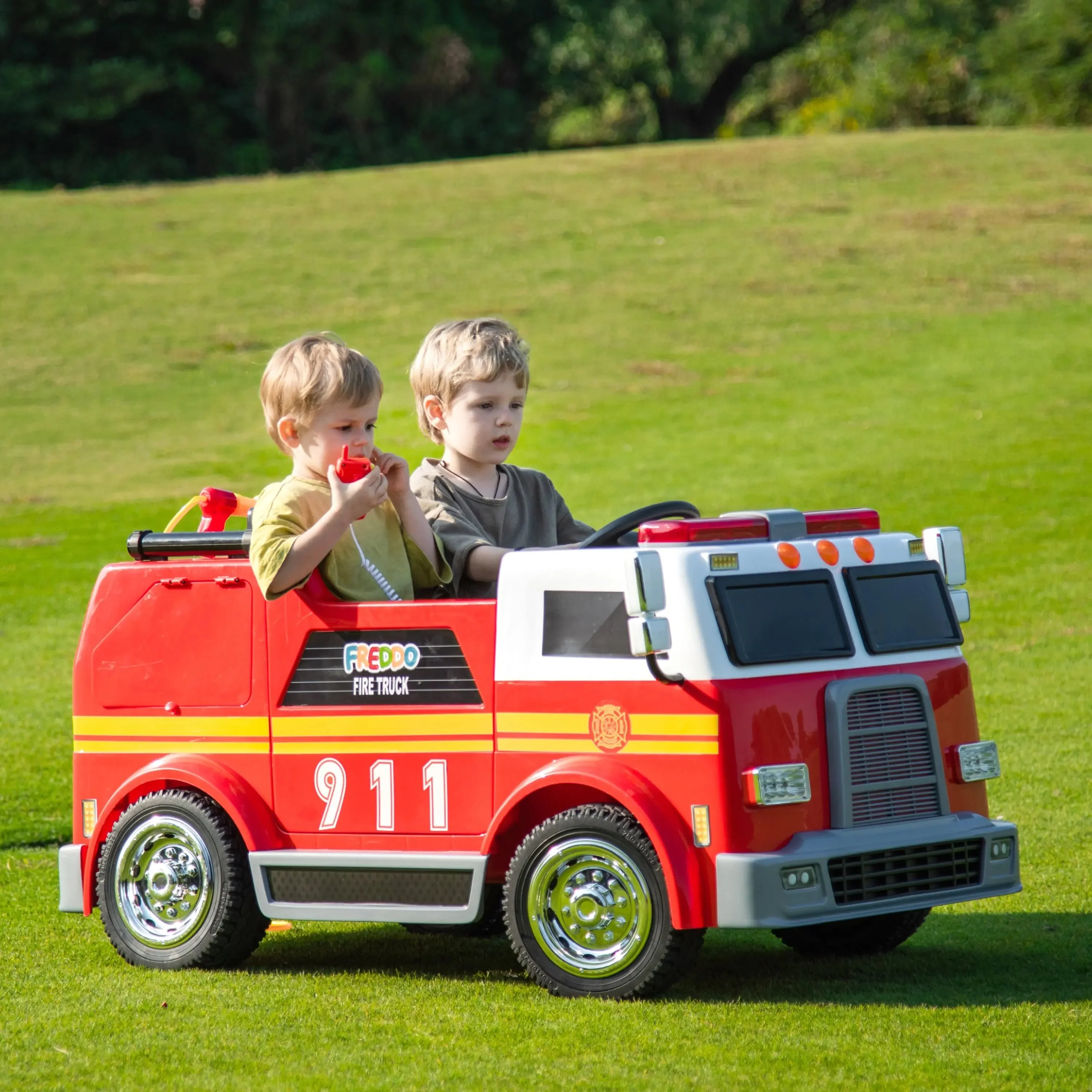 24V Freddo Fire Truck 2-Seater Ride on - Image 4