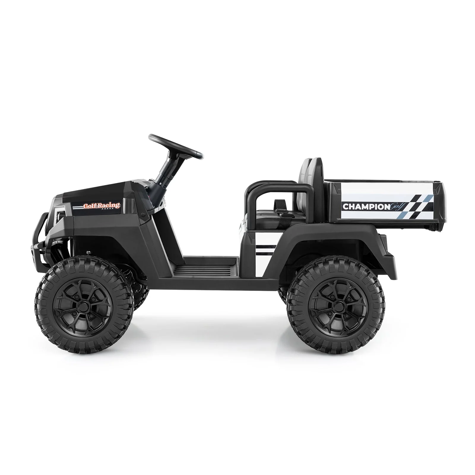 24V Kids Golf Cart 4WD 2-Seater Ride on Car with Storage Trunk and Horn-Black - Image 6