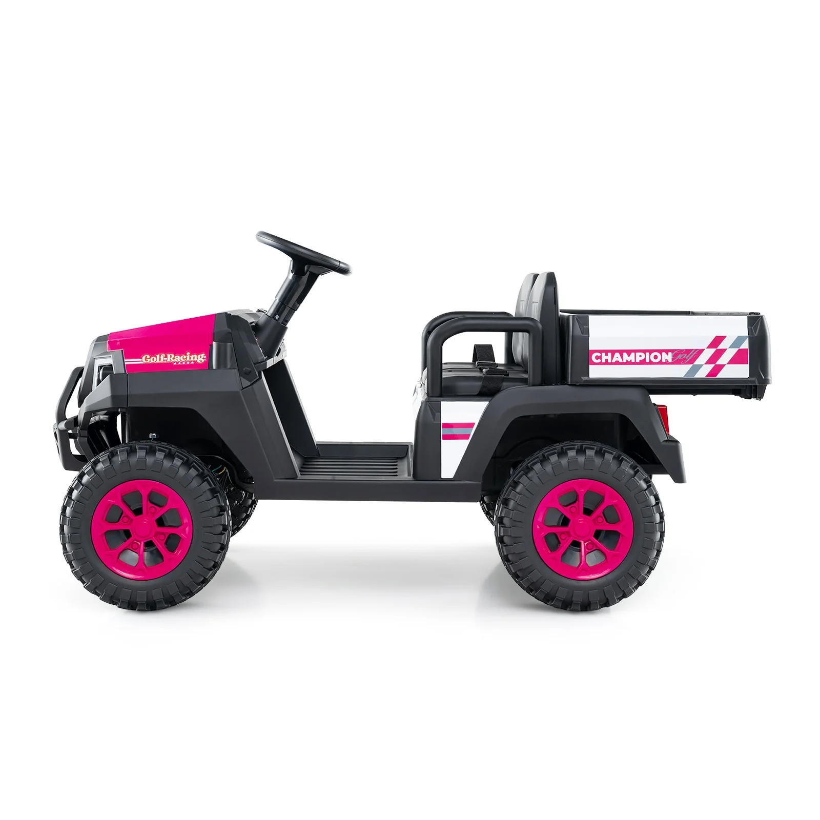 24V Kids Golf Cart 4WD 2-Seater Ride on Car with Storage Trunk and Horn-Pink - Image 4