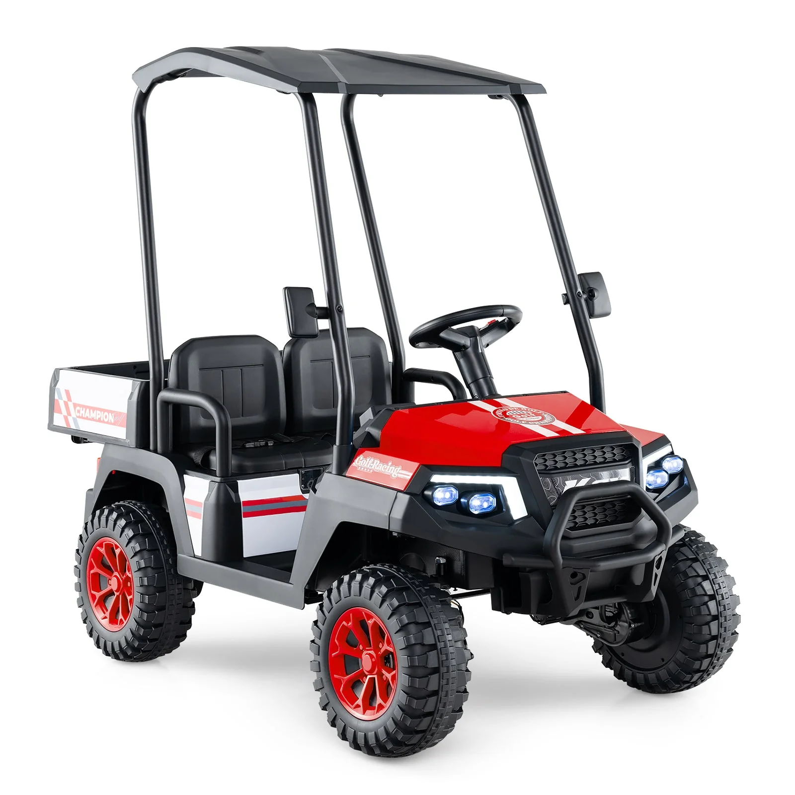 24V Kids Golf Cart 4WD 2-Seater Ride on Car with Storage Trunk and Horn-Red - Image 3
