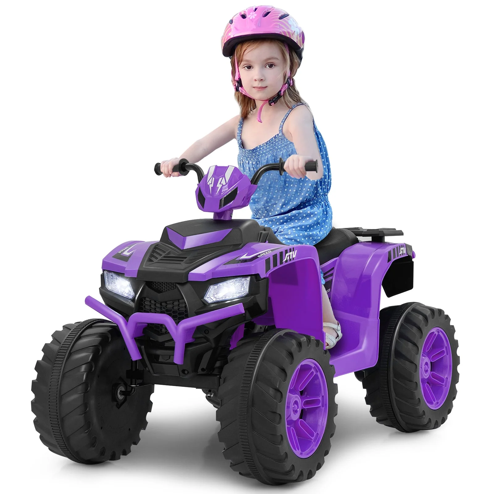24V Kids Ride-On Electric ATV with Wireless Connection for Toddlers 3-8 Years Old-Purple - Image 3