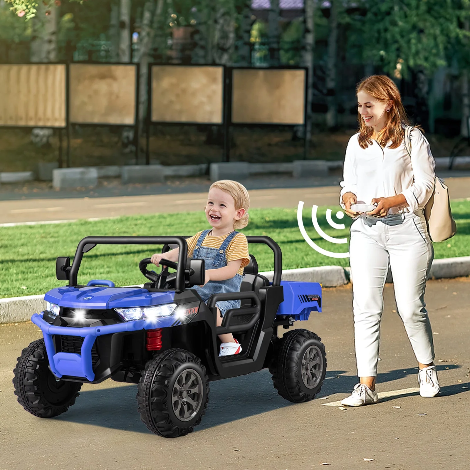 24V Ride on Dump Truck with Remote Control-Navy - Image 2