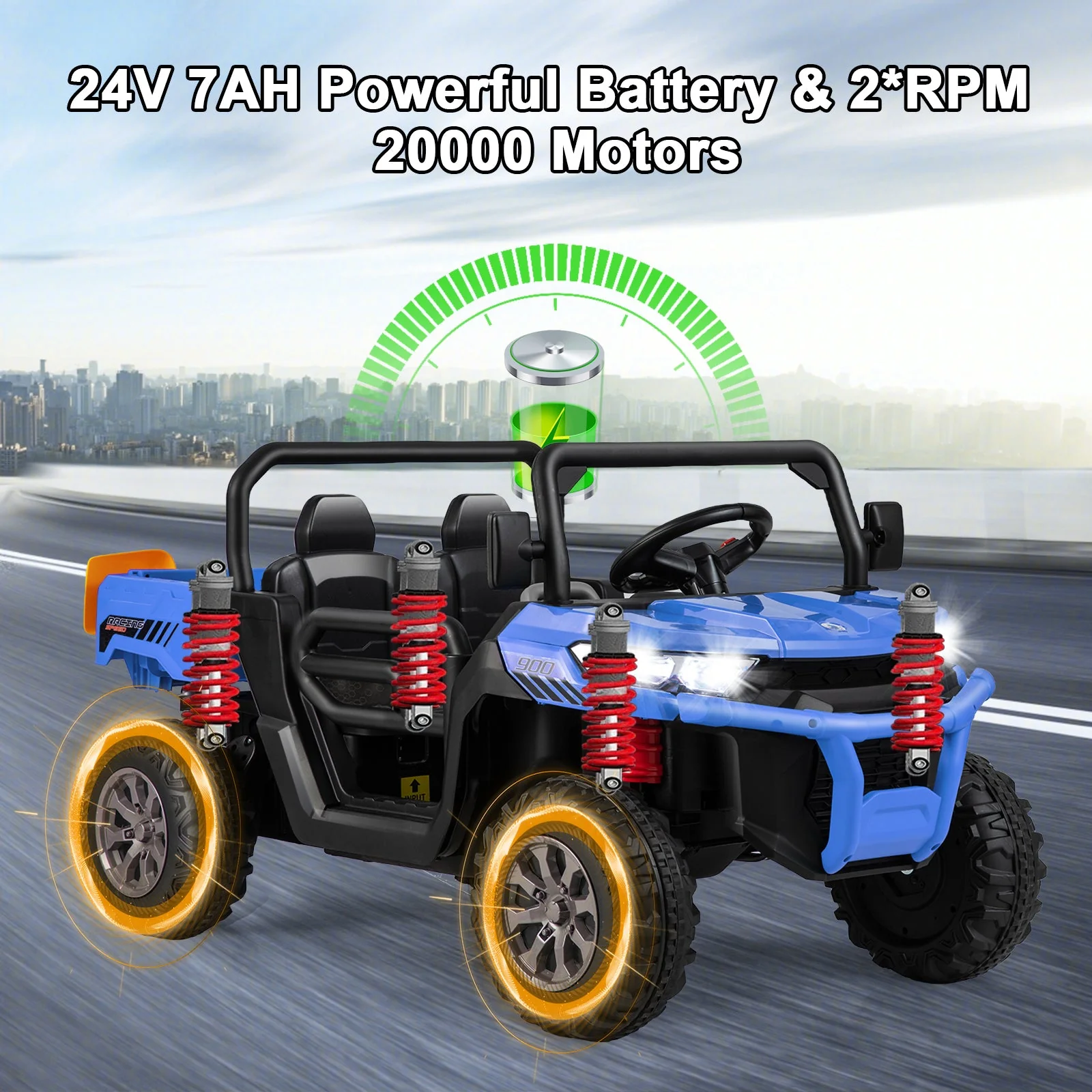 24V Ride on Dump Truck with Remote Control-Navy - Image 7
