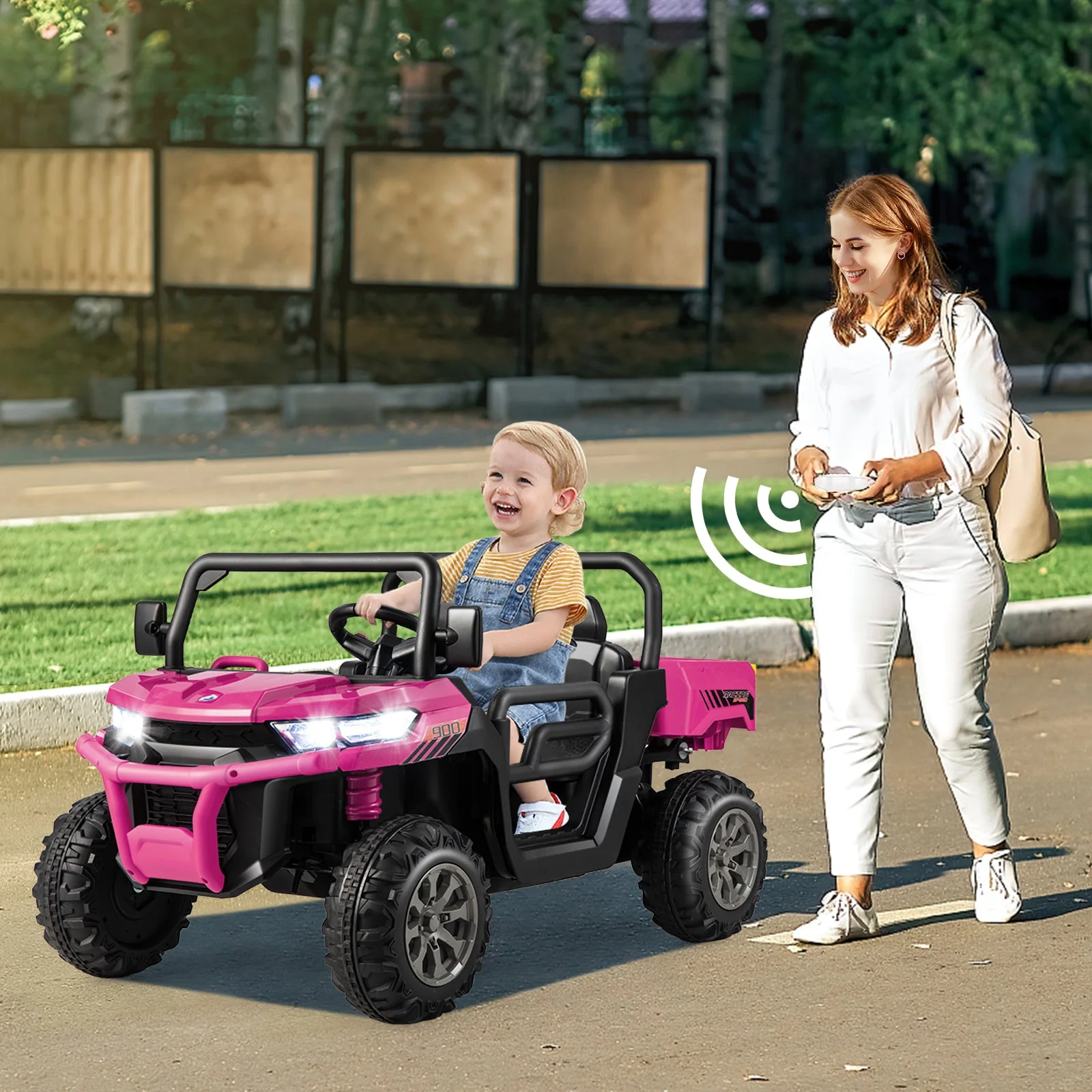 24V Ride on Dump Truck with Remote Control-Pink - Image 2