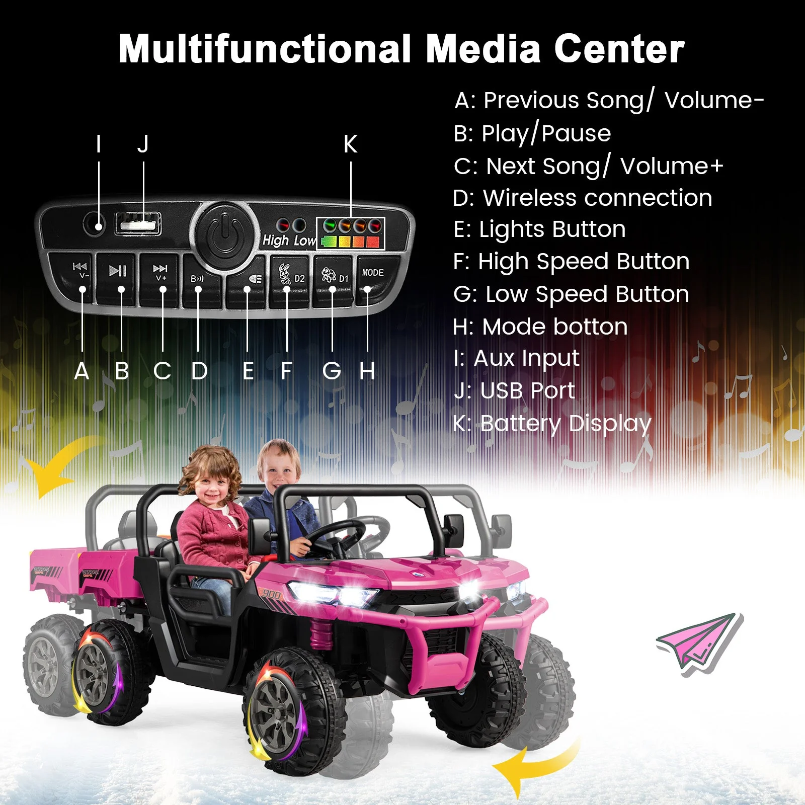 24V Ride on Dump Truck with Remote Control-Pink - Image 6