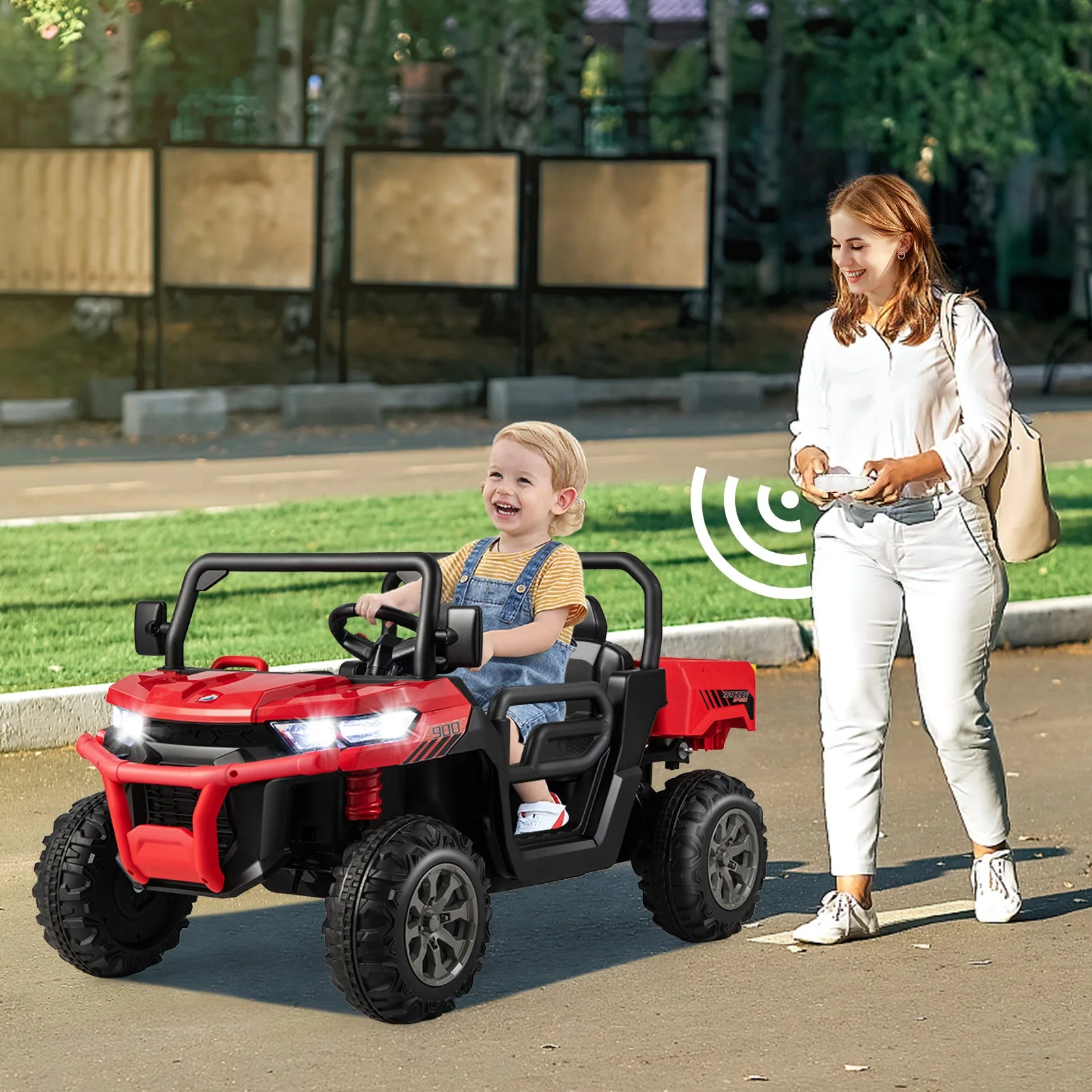 24V Ride on Dump Truck with Remote Control-Red - Image 2