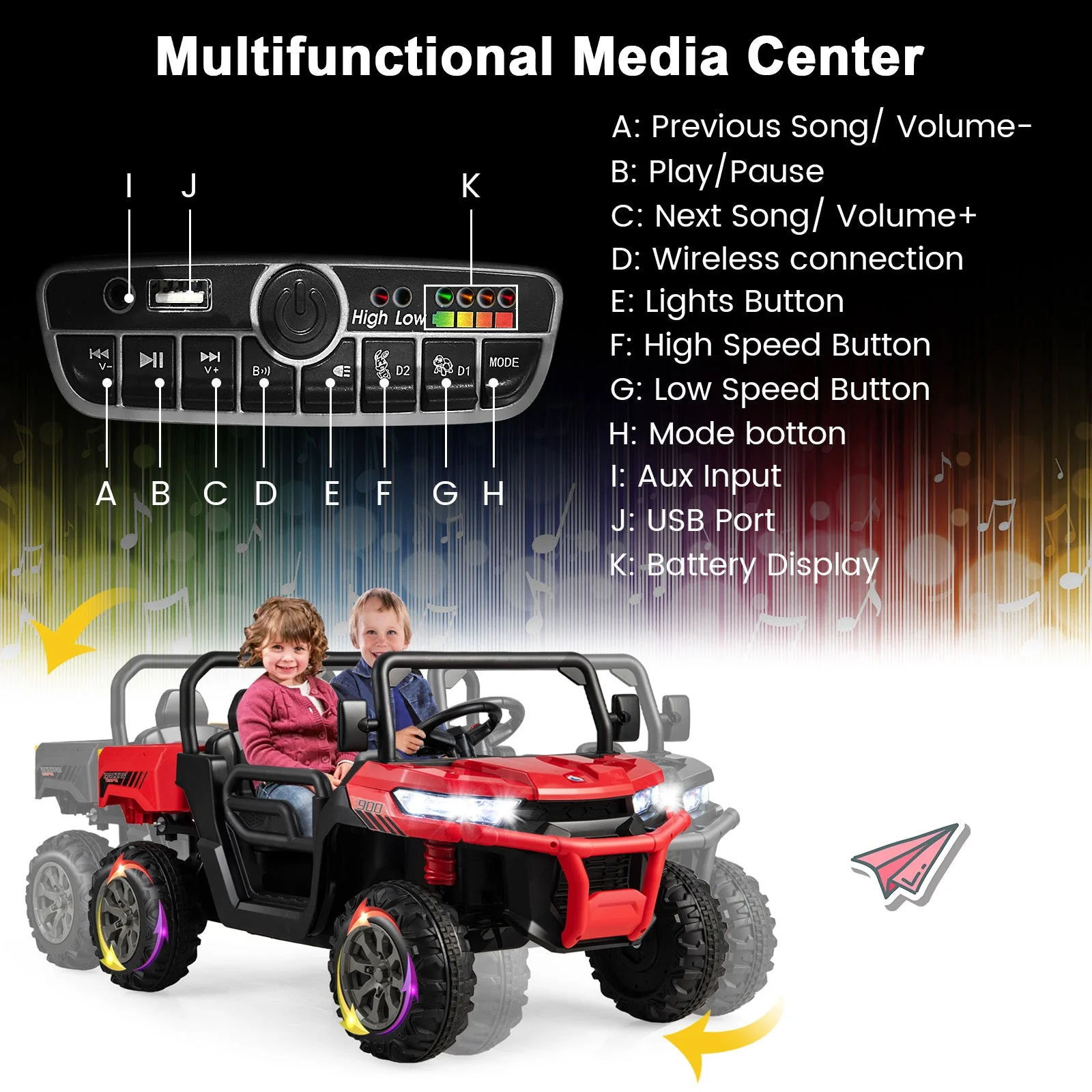 24V Ride on Dump Truck with Remote Control-Red - Image 6