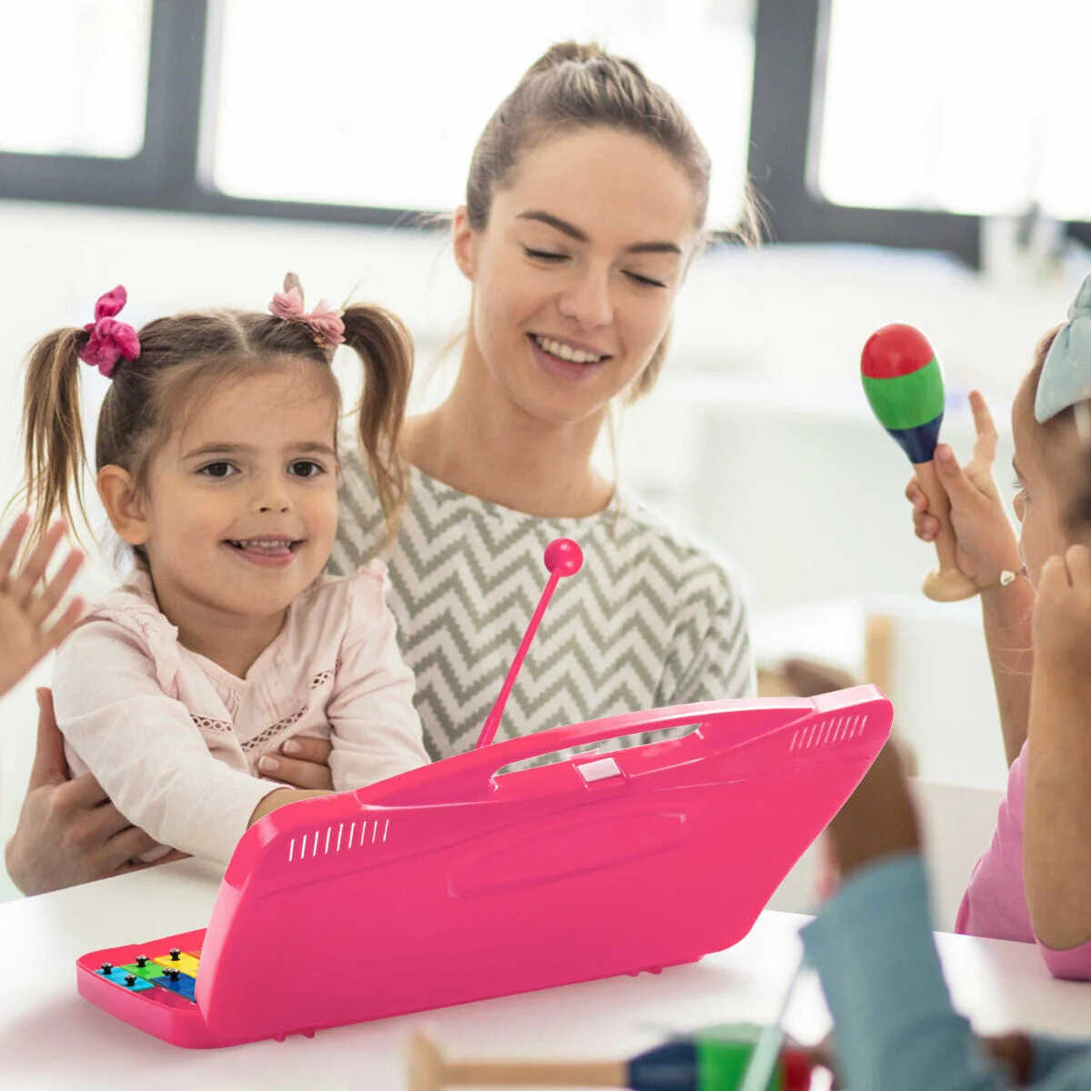 25 Notes Kids Glockenspiel Chromatic Metal Xylophone-Pink - Image 6