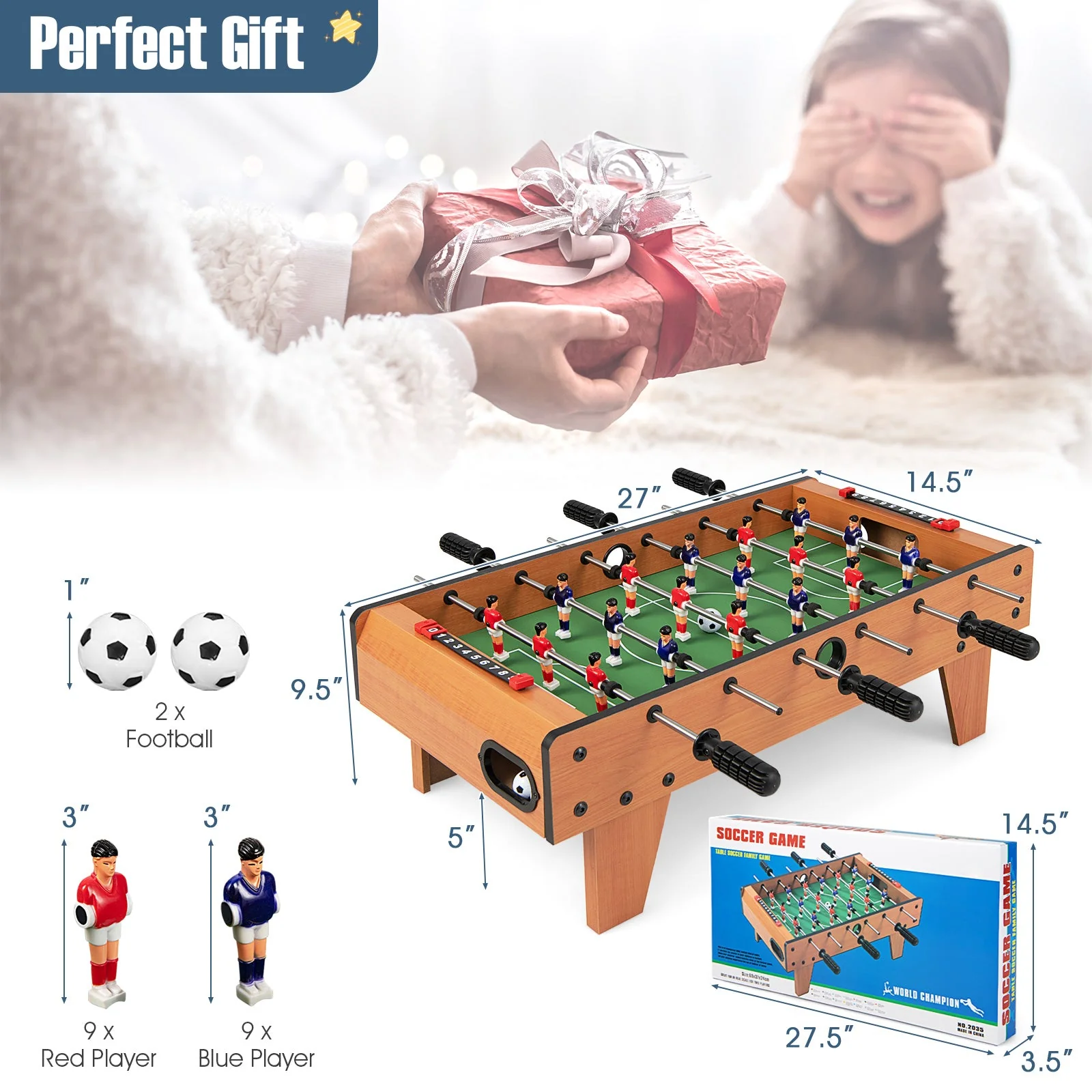 27 Inch Indoor Competition Game Foosball Table with Legs - Image 3