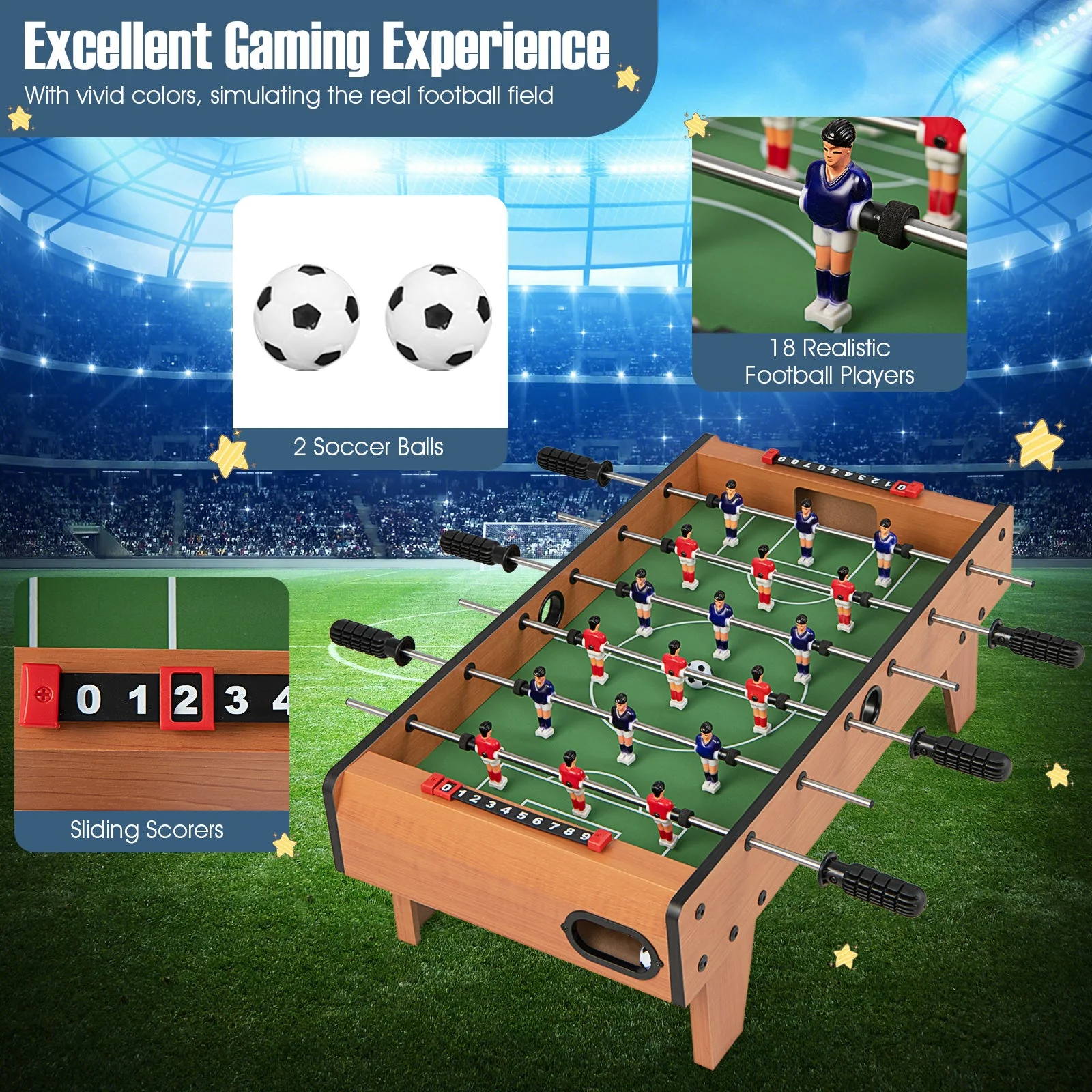 27 Inch Indoor Competition Game Foosball Table with Legs - Image 7