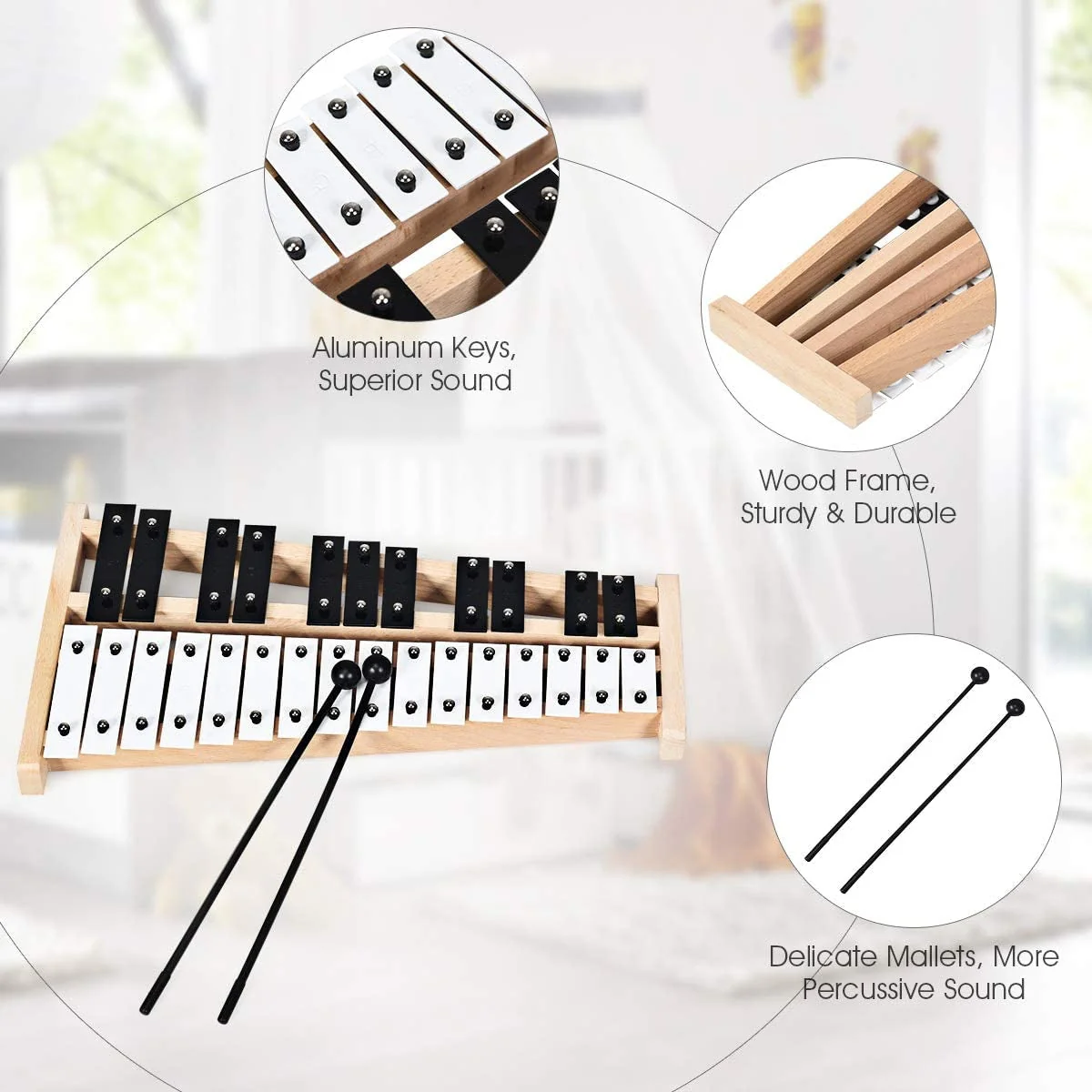 27 Note Glockenspiel Xylophone with 2 Rubber Mallets - Image 8