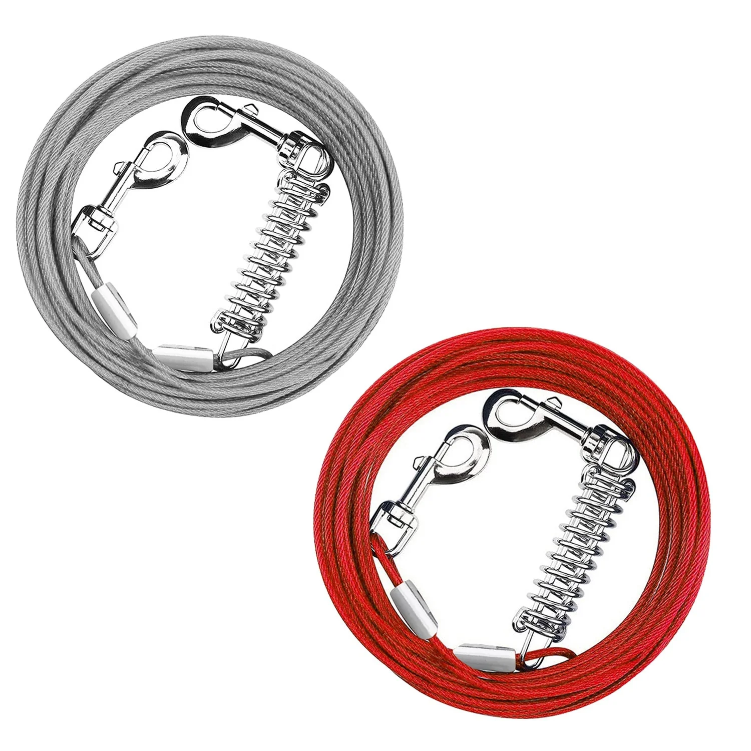 29.5FT Dog Tie Out Cable Long Dog Leash Chew Proof Lead Dog Chain with Durable Spring 360° Rotatable Clips PVC Case for Outside Yard Caming - Image 2