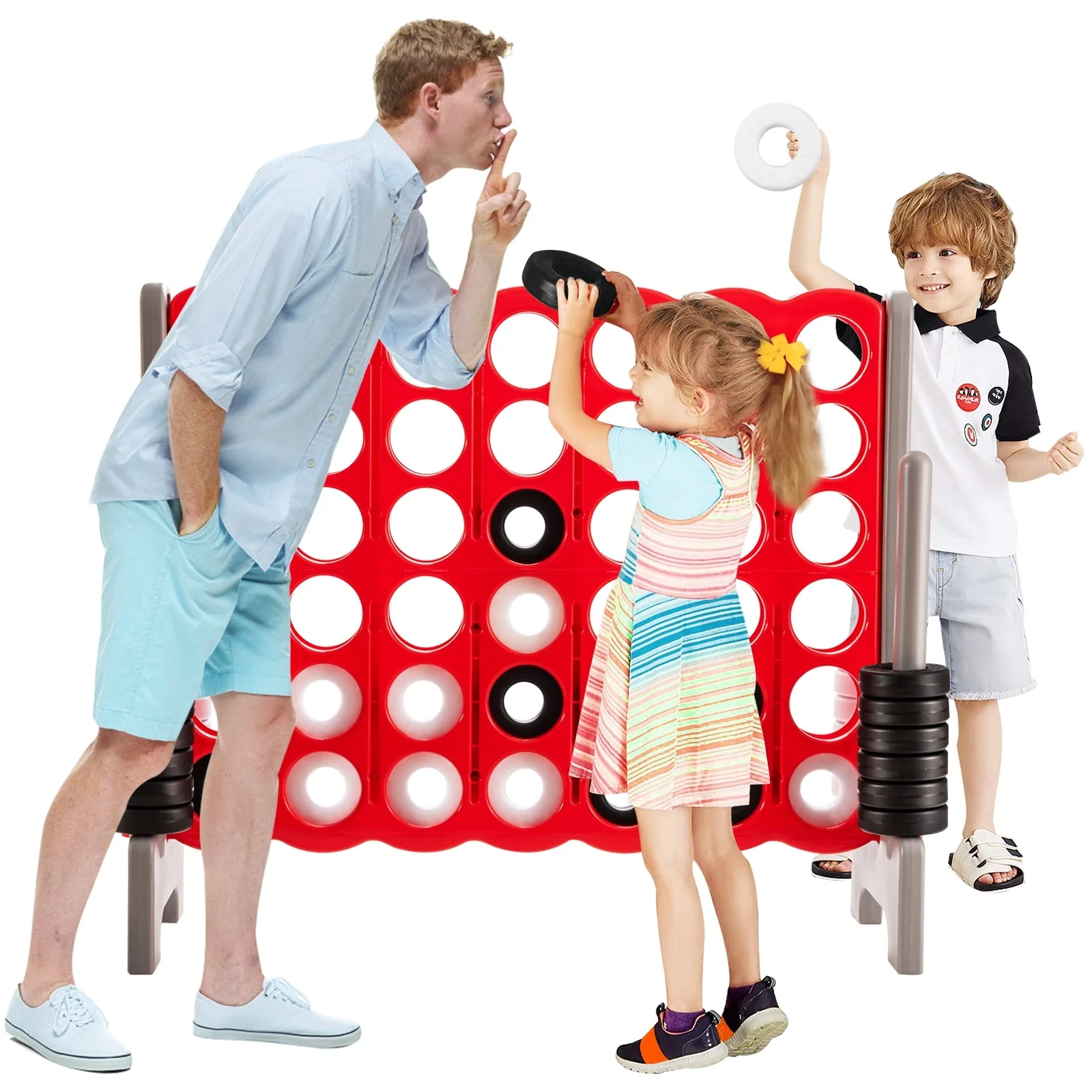 3.5 Feet Tall Jumbo 4 to Score Giant Game Set with 42 Jumbo Rings-Red - Image 5