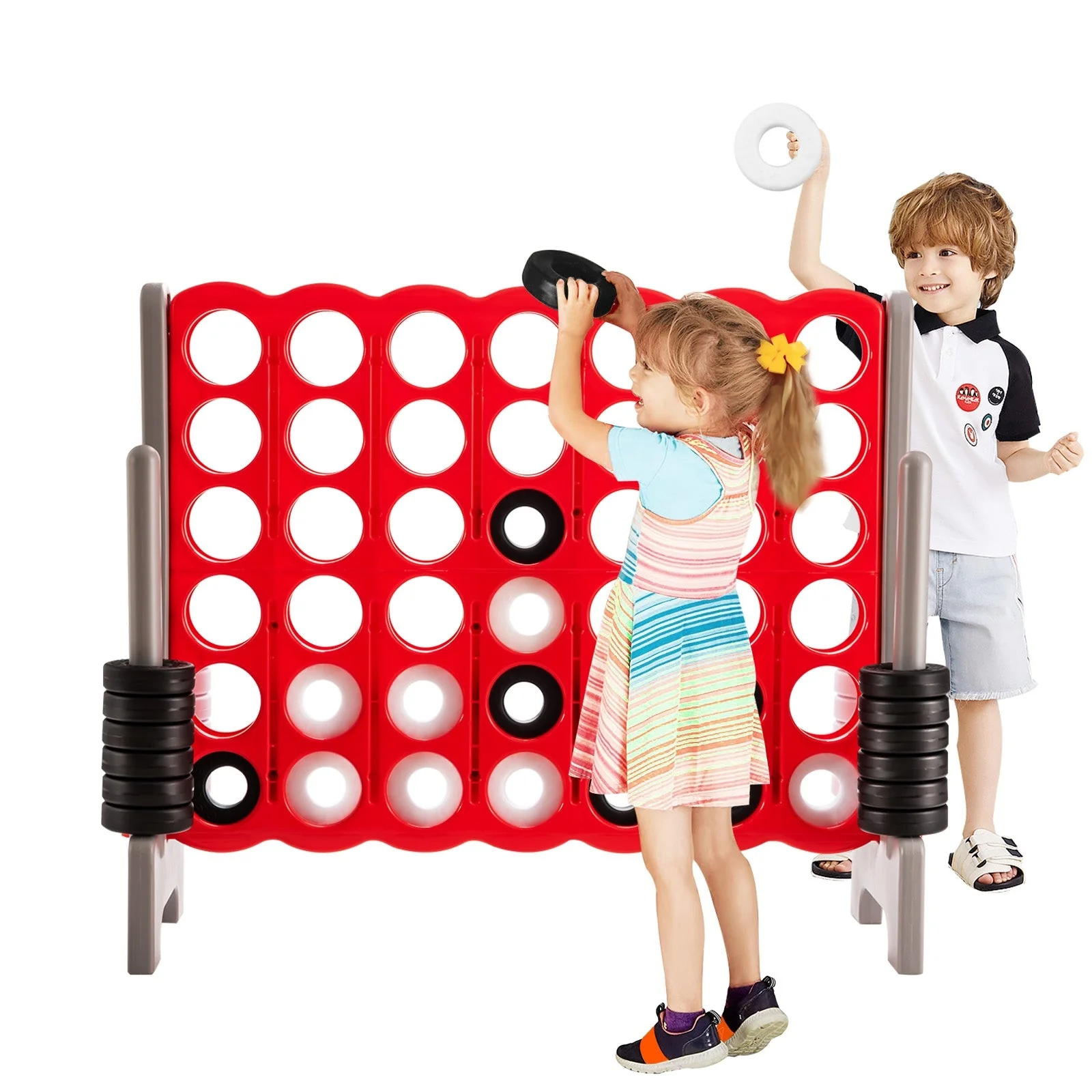 3.5 Feet Tall Jumbo 4 to Score Giant Game Set with 42 Jumbo Rings-Red - Image 6