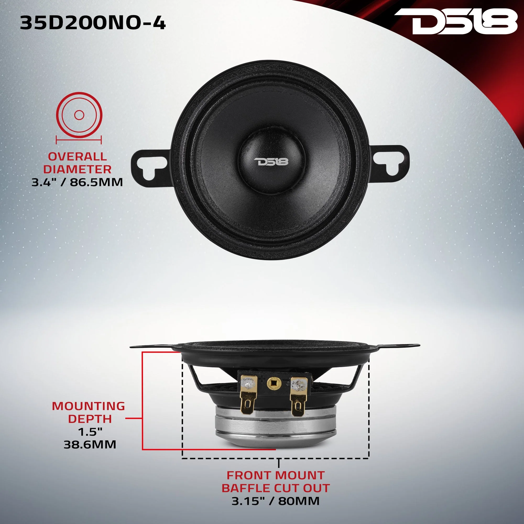 3.5” OEM Dashboard Loudspeaker with Neodymium Magnet | 100W RMS 4-Ohm - Image 8