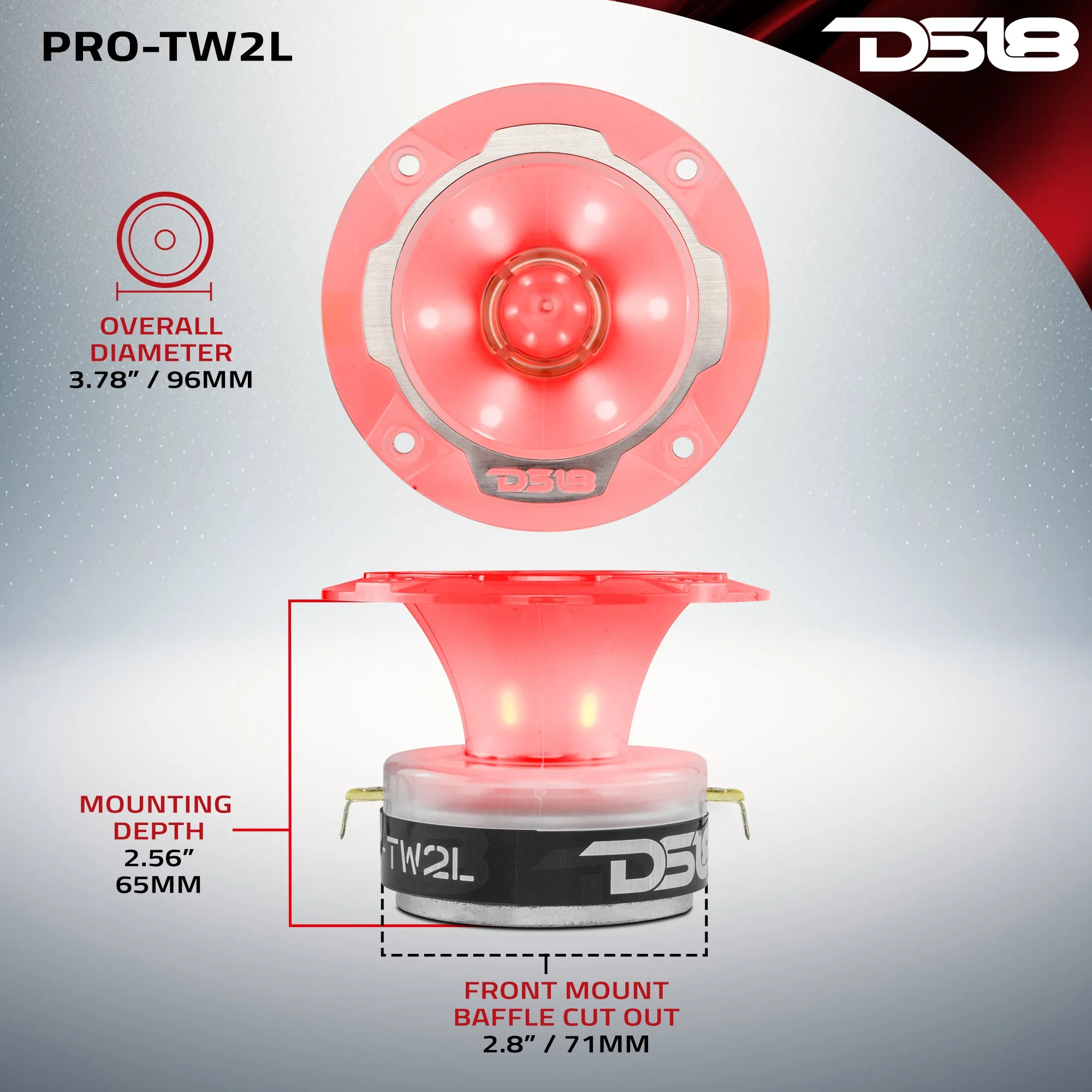 3.8" Super Bullet Tweeter 120 Watts 1" Aluminum 4-Ohm Vc with RGB LED Lights - Image 7