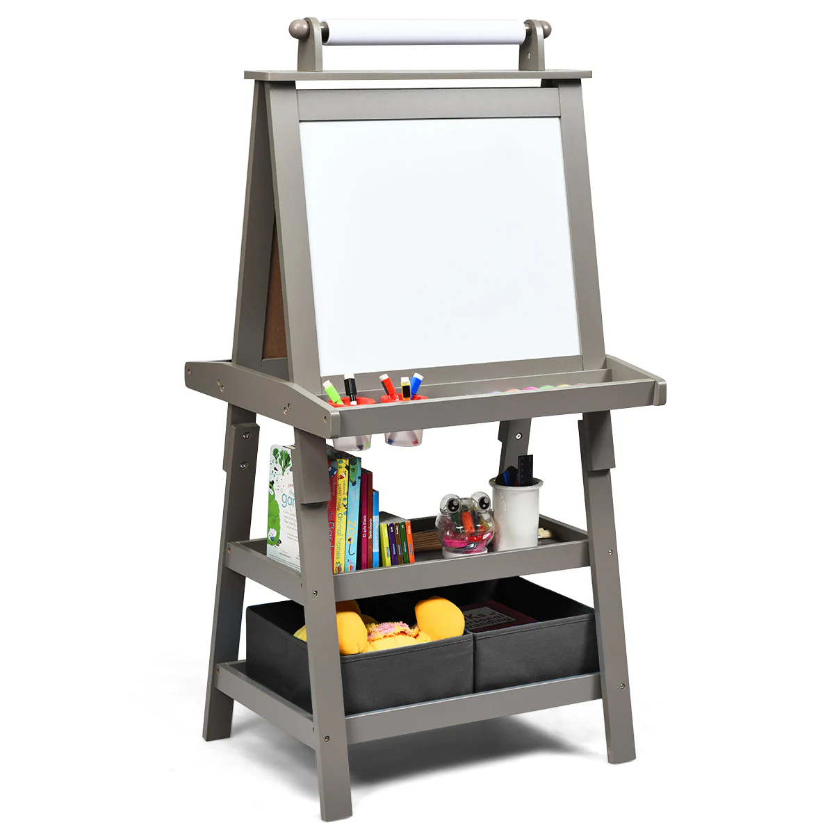 3 in 1 Double-Sided Storage Art Easel-Gray - Image 3