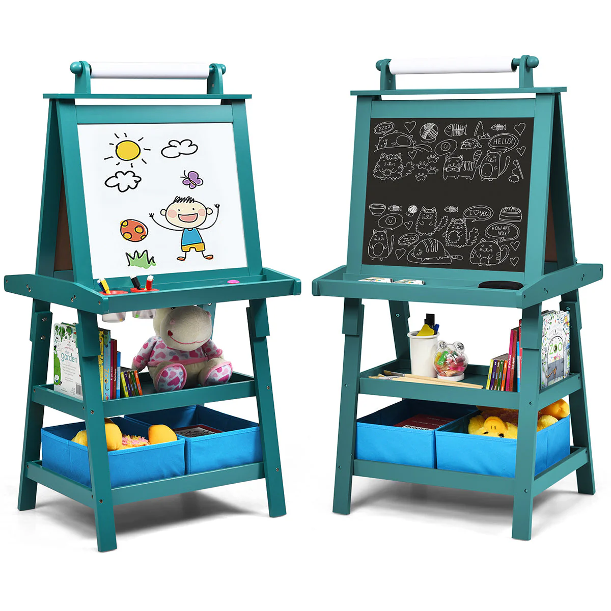 3 in 1 Double-Sided Storage Art Easel-Green - Image 5