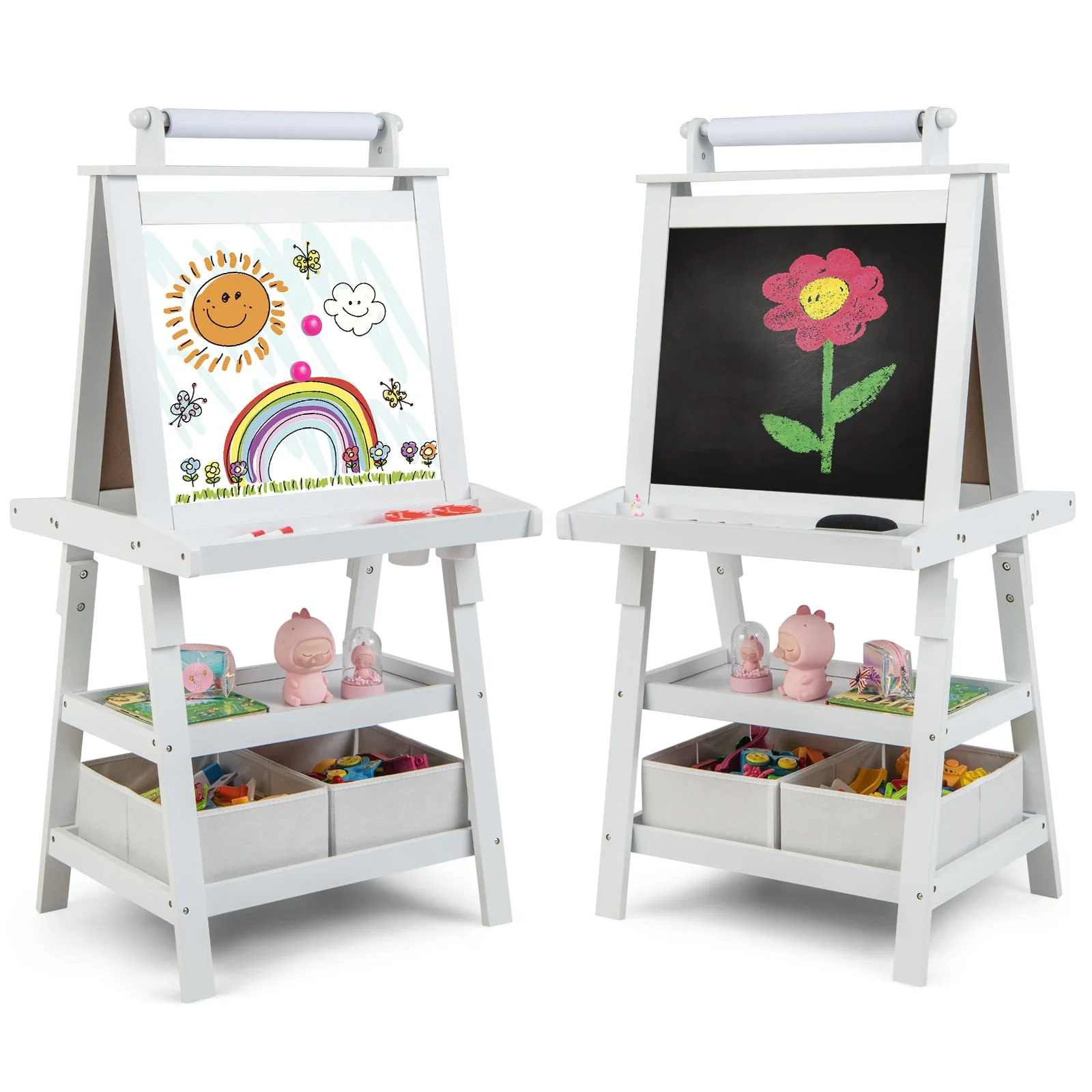 3-in-1 Double-Sided Storage Art Easel-White - Image 4