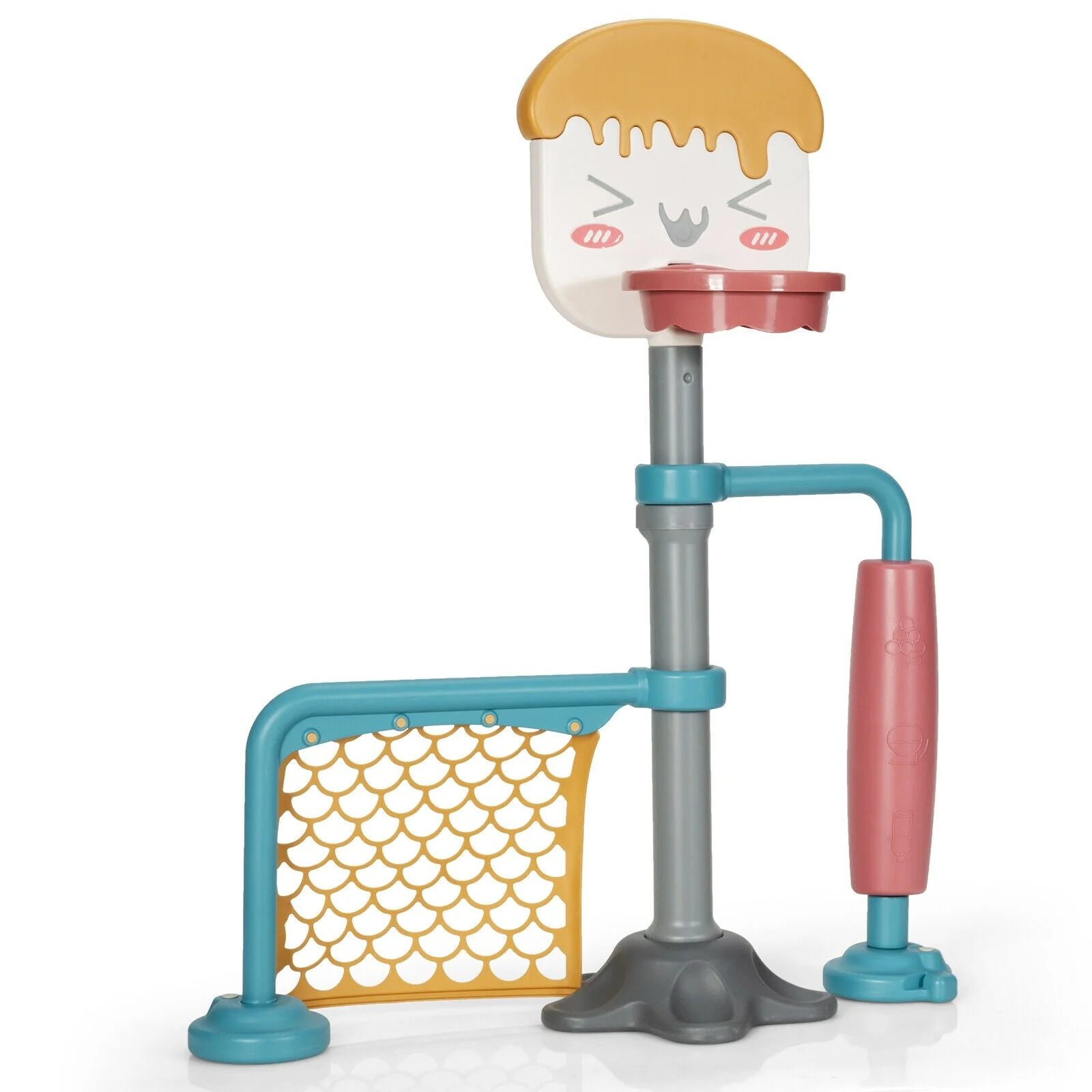3-in-1 Height Adjustable Basketball Stand Set with Soccer and Roller - Image 5