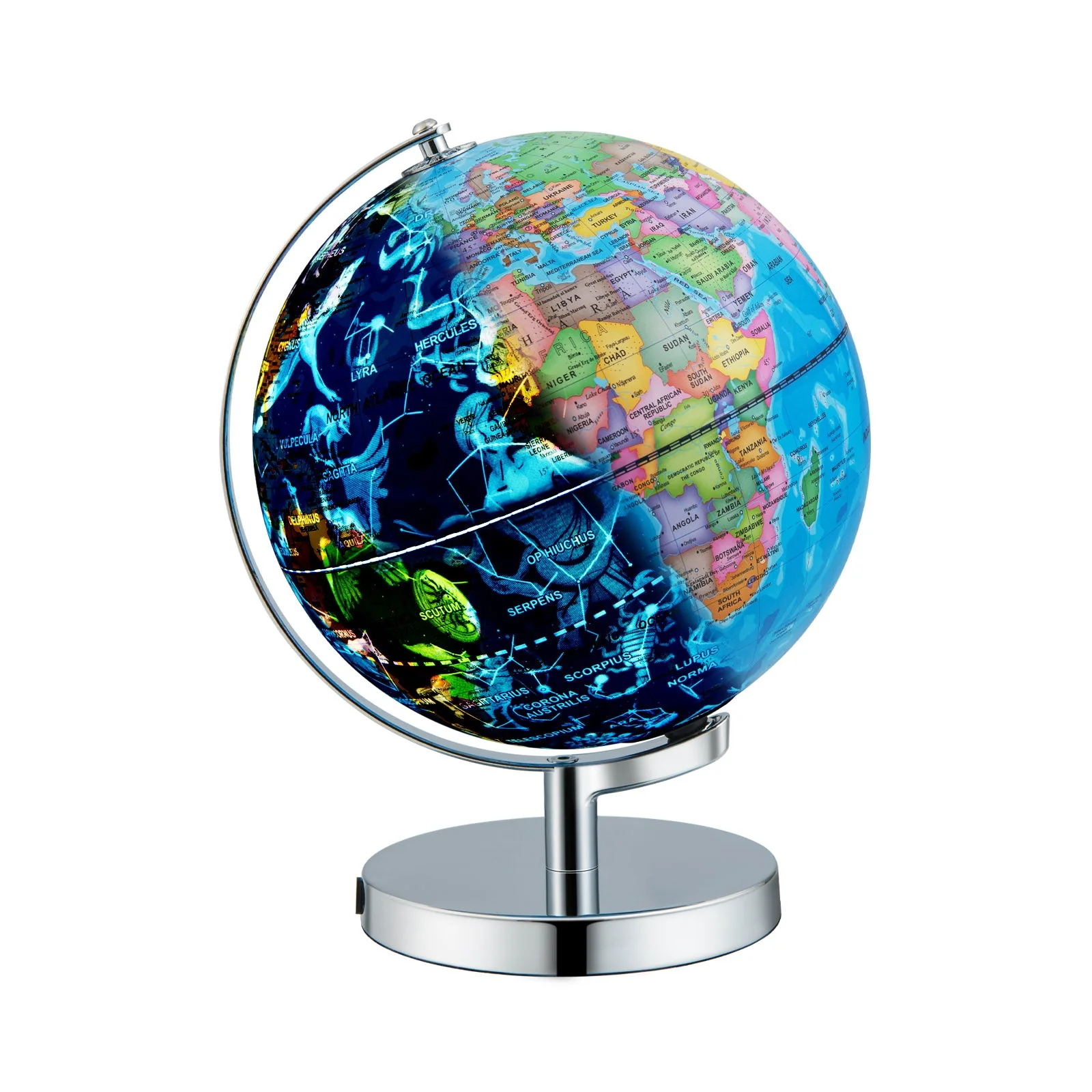 3-in-1 Illuminated World Globe with Stand and  88 Constellations - Image 3
