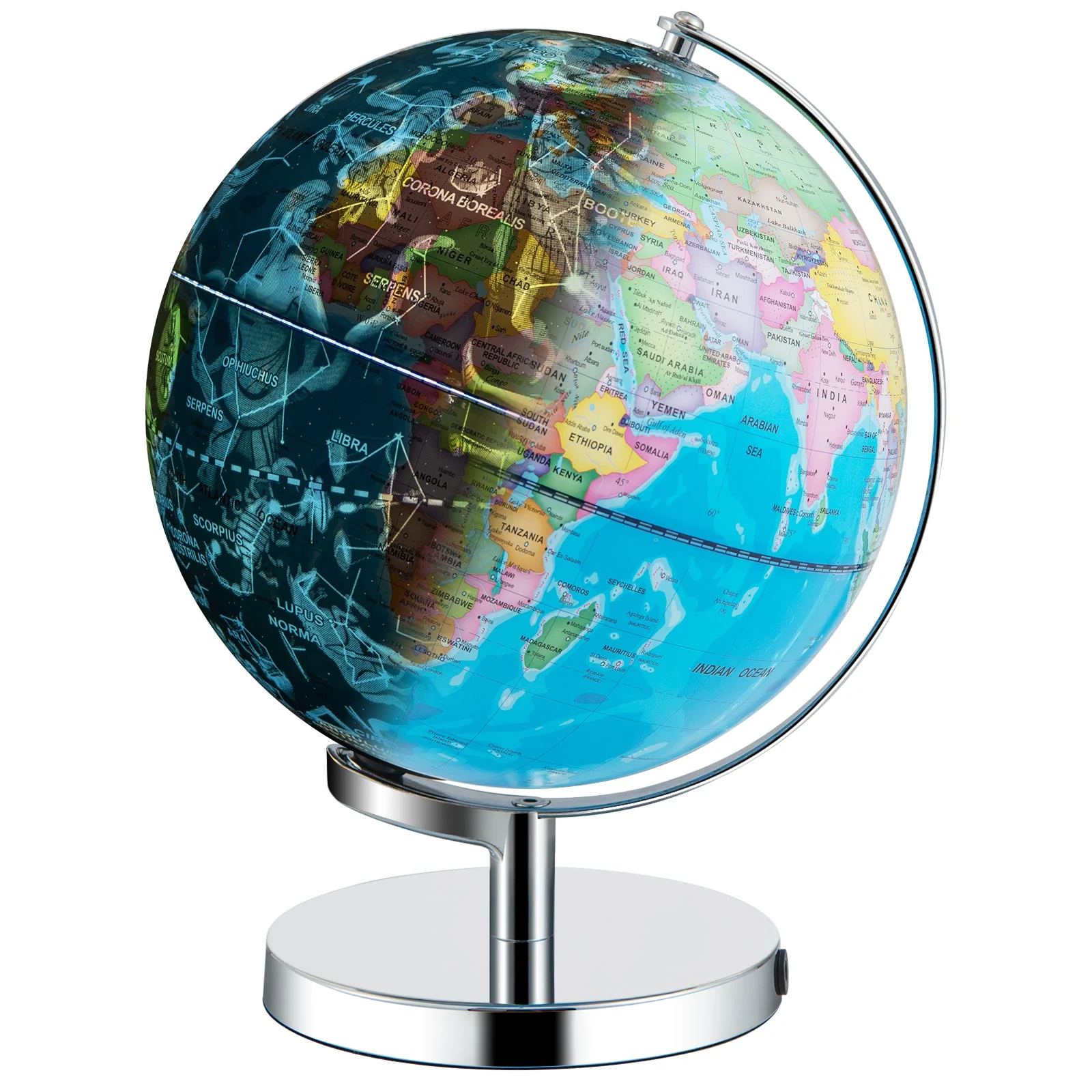 3-in-1 Illuminated World Globe with Stand and  88 Constellations - Image 6