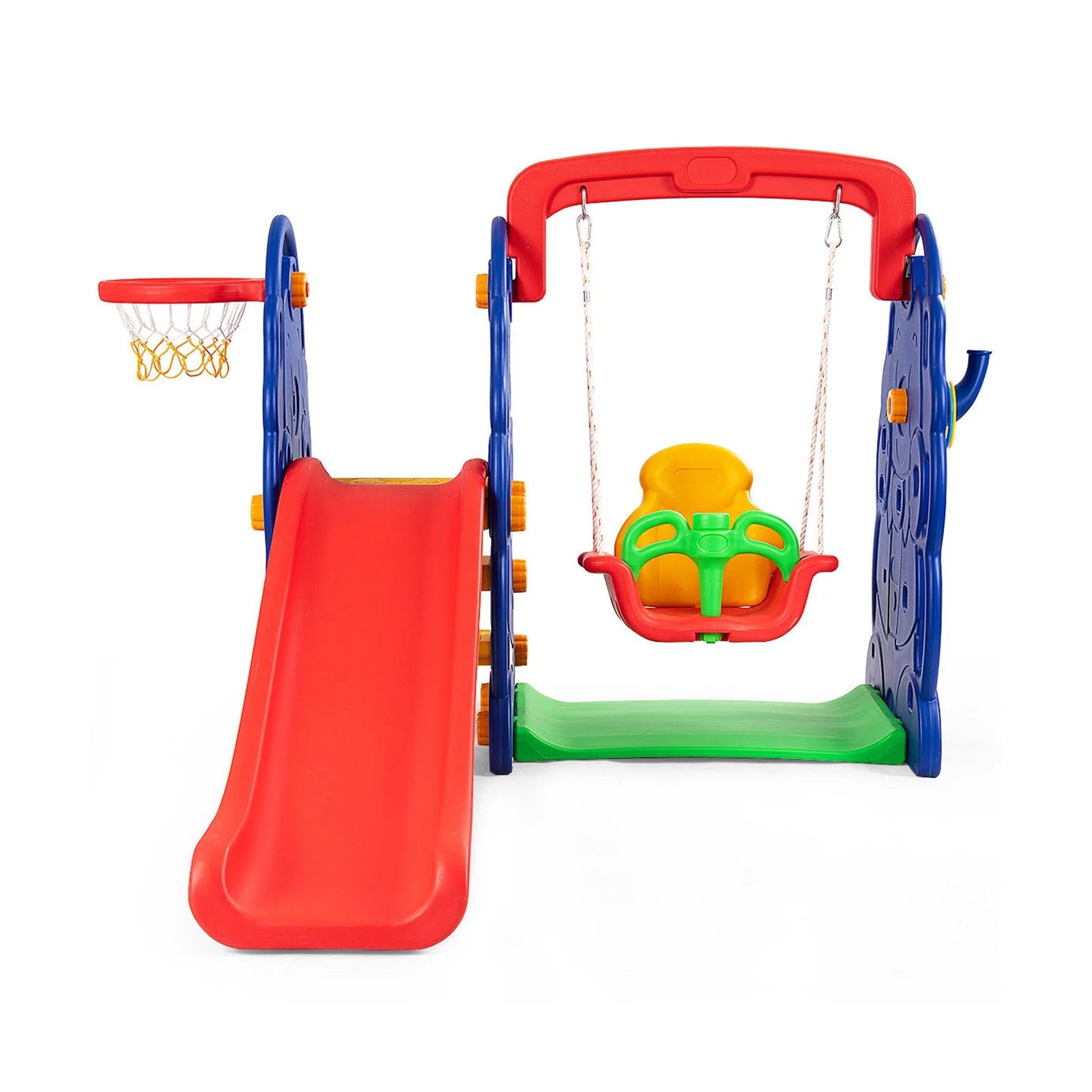 3-in-1 Junior Children Freestanding Design Climber Slide Swing Seat Basketball Hoop - Image 6